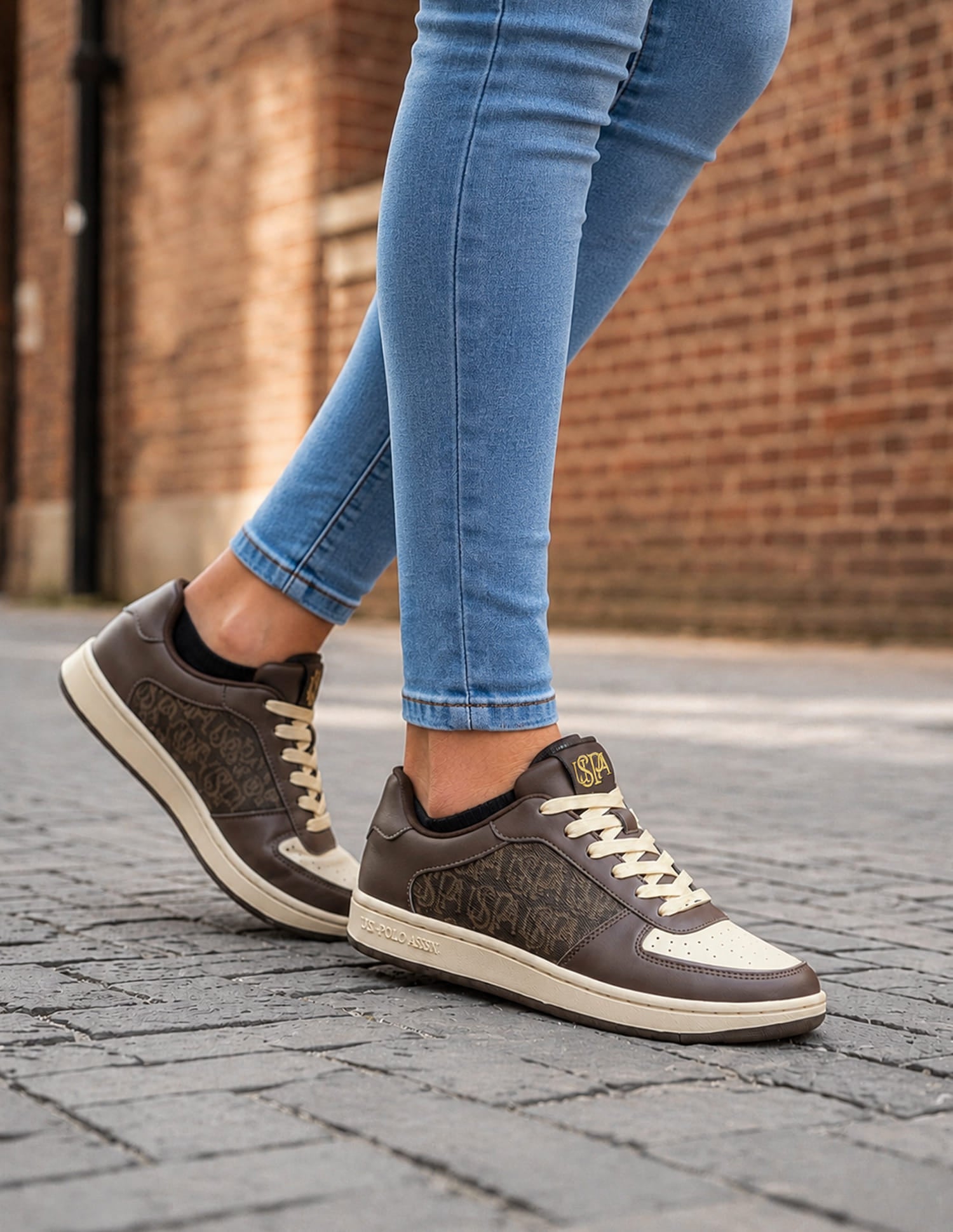 Veera Monogram Printed Light Weight Sneakers Dark Brown - U.S. Polo Assn. India | Large