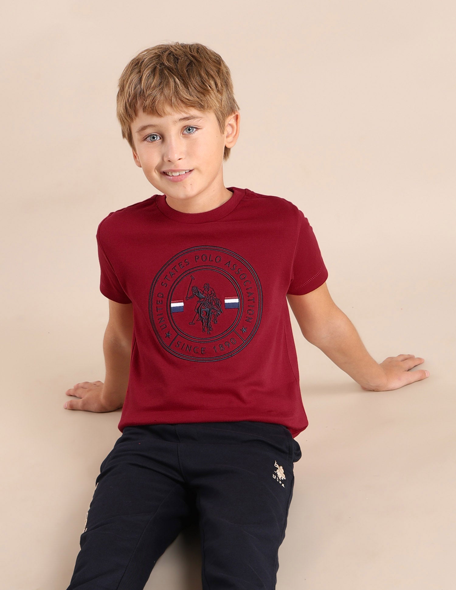 Boys Brand Printed Regular Fit T-Shirt