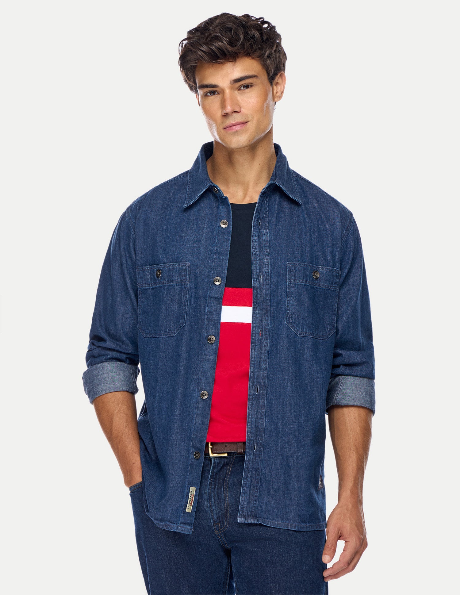 Solid Regular Fit Denim Jacket Indigo - U.S. Polo Assn. India | Large