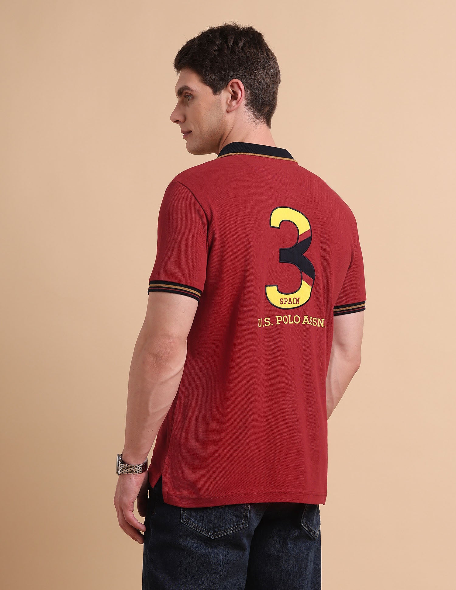 Slim Fit Iconic Number Polo Shirt Maroon - U.S. POLO ASSN. | Large
