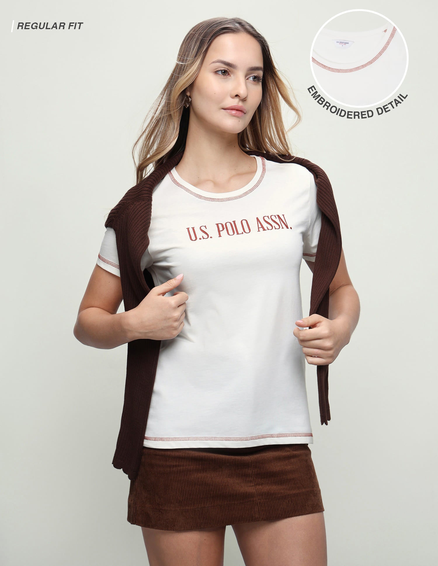 Brand Embroidered Regular Fit T-Shirt