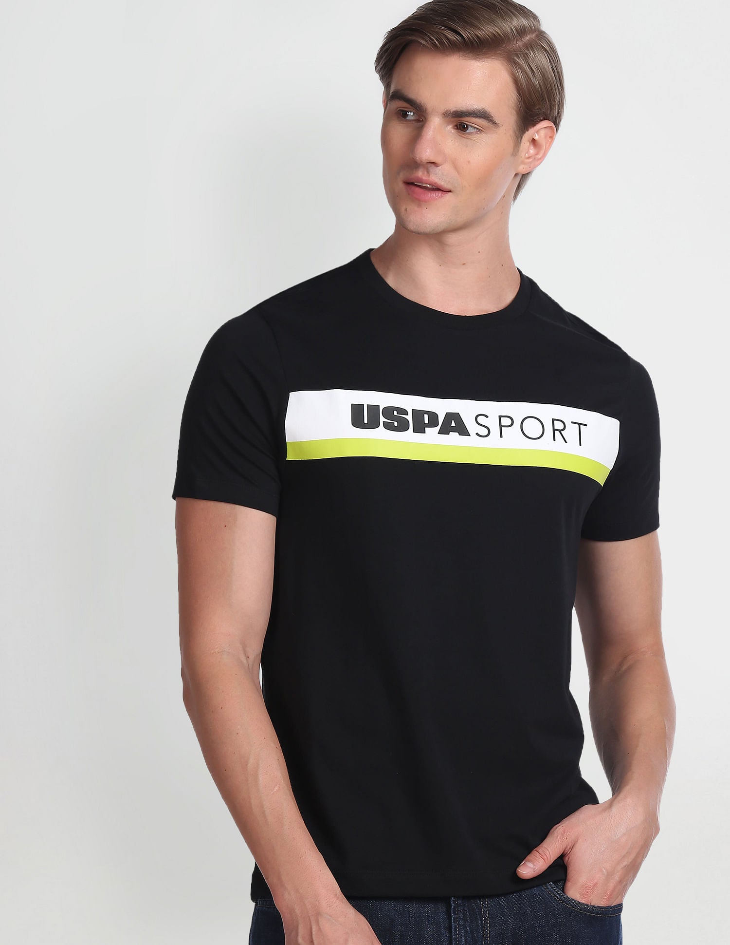 Crew Neck Brand Print T-Shirt Black - U.S. Polo Assn. India | Large
