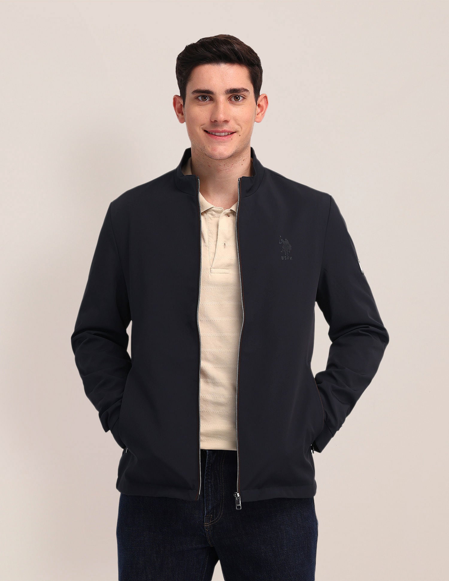 Stand Neck Solid Jacket