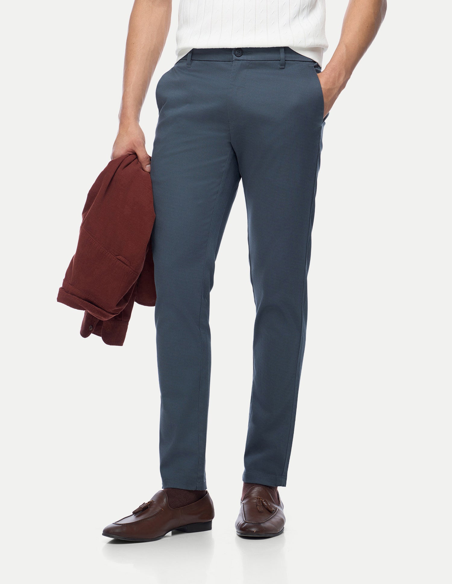 Austin Trim Regular Fit Satin Trousers Navy - U.S. Polo Assn. India | Large