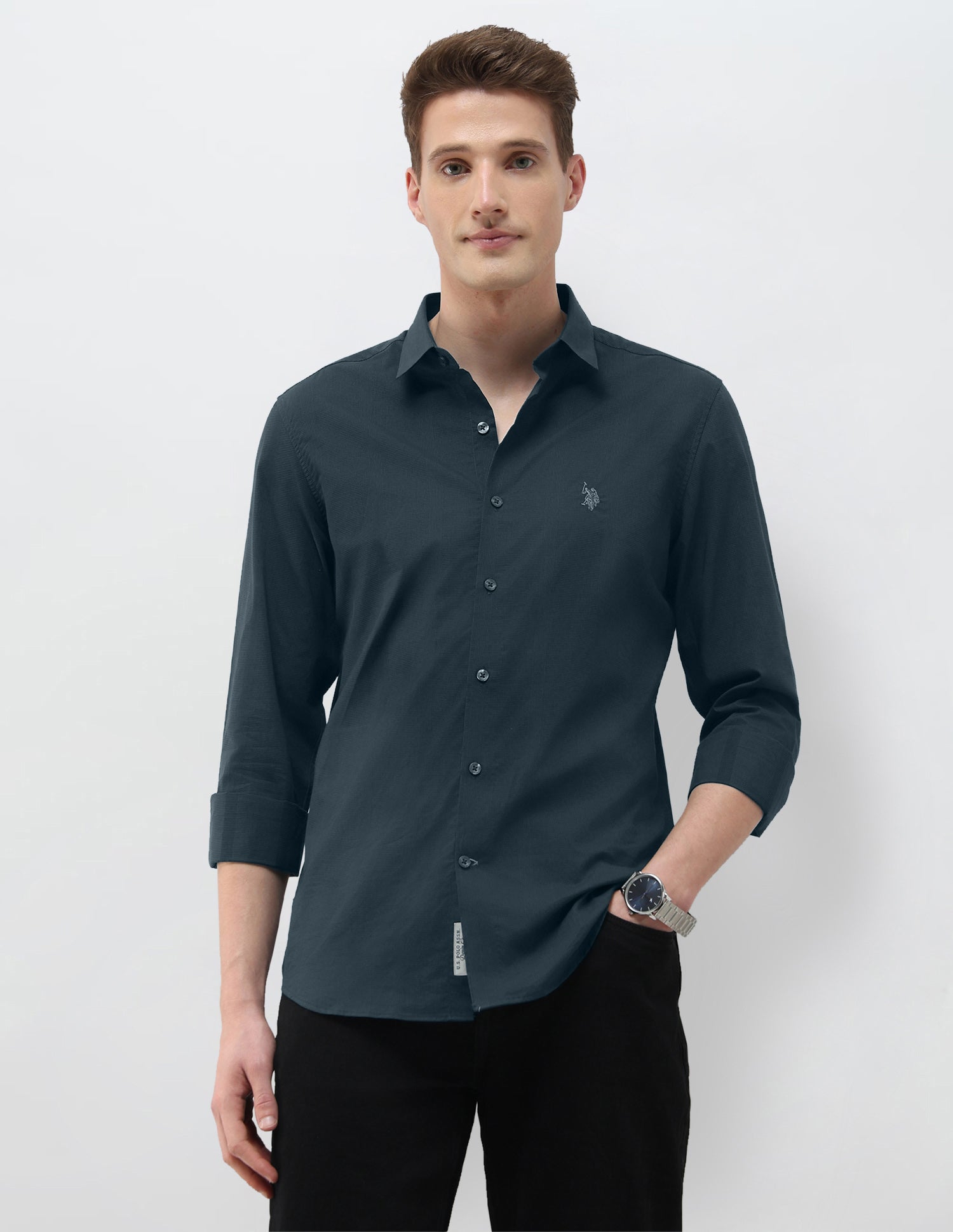 Micro Checked Black & Gold Shirt