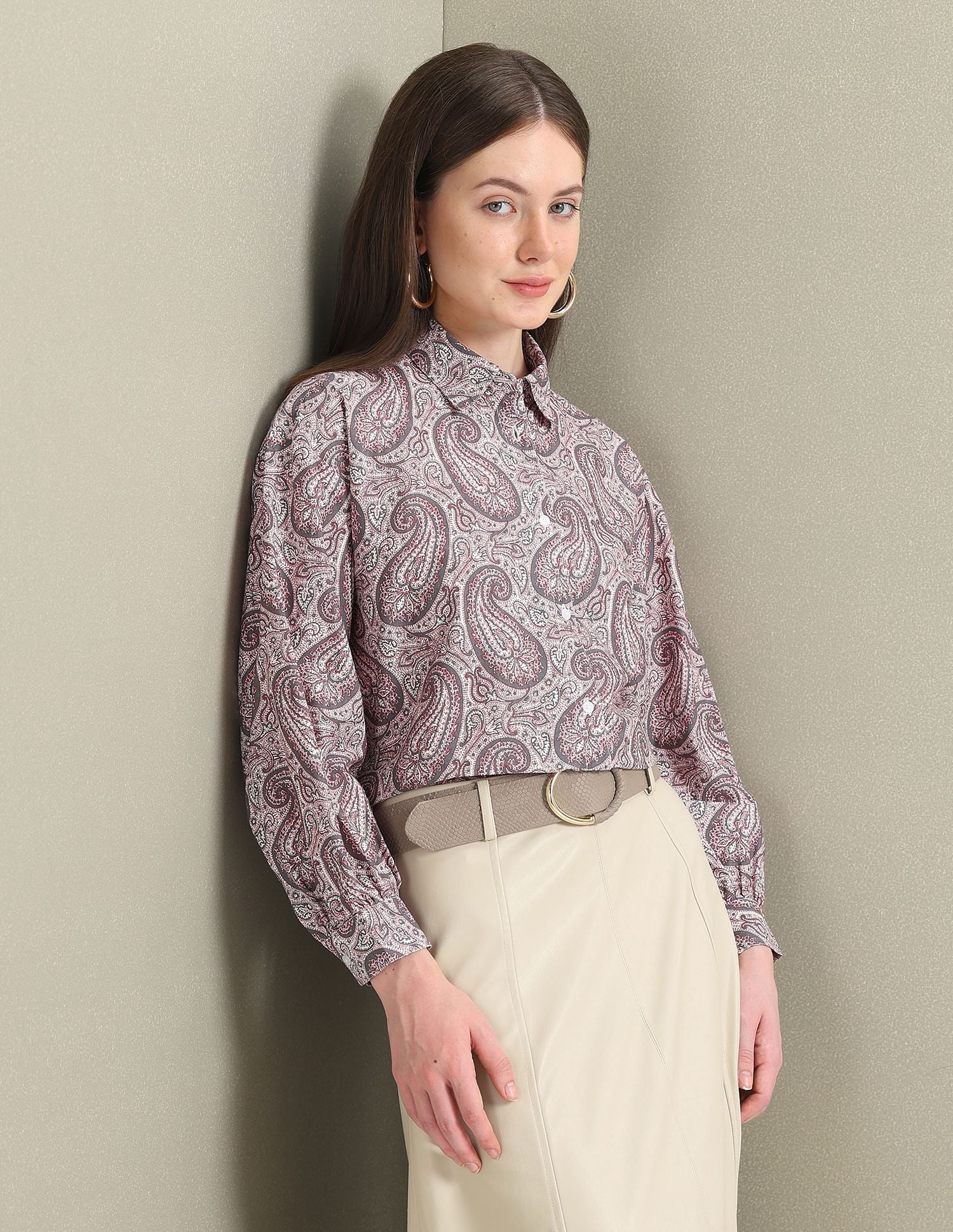 Pure Cotton Paisley Shirt Brown - U.S. Polo Assn. India | Large