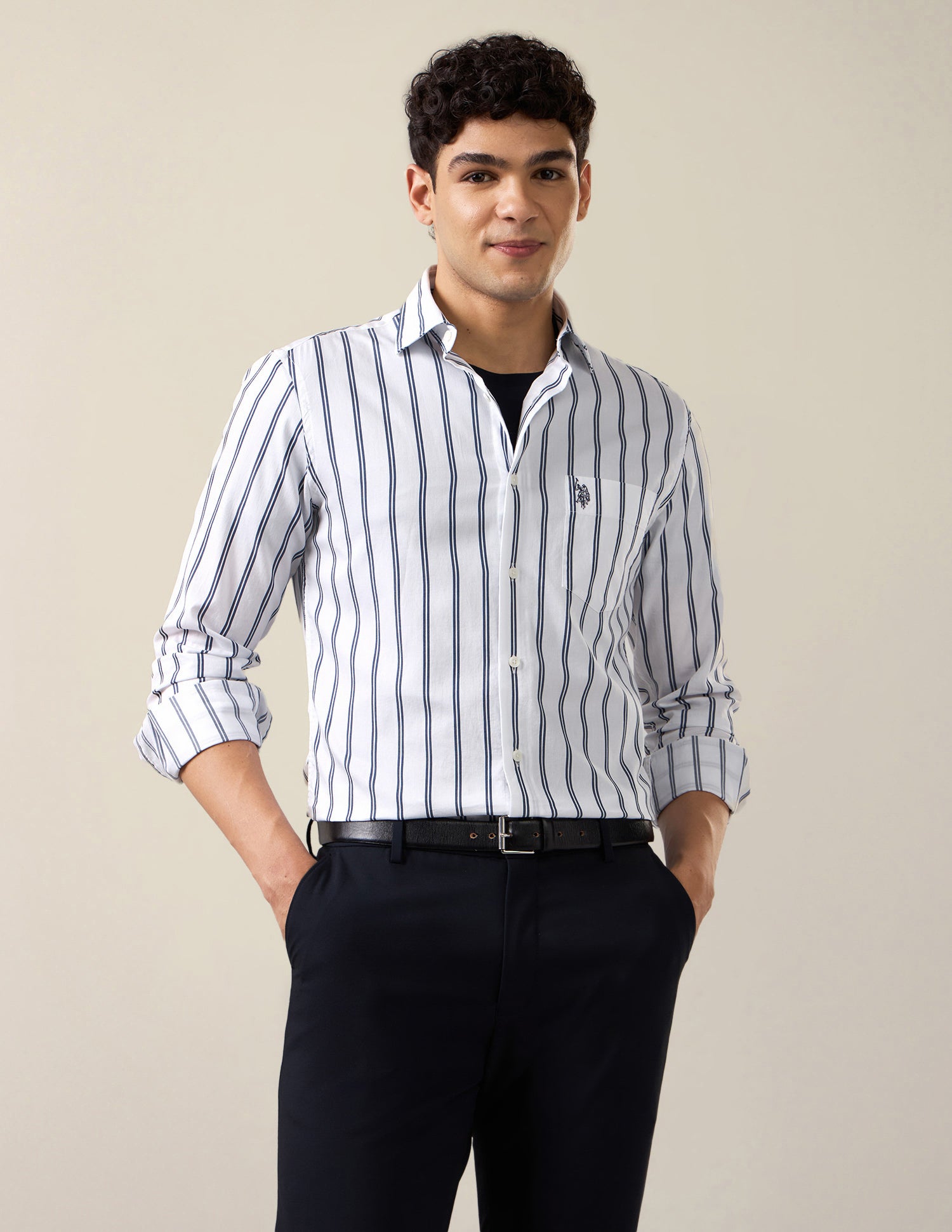 Vertical Striped Tailored Fit Shirt Navy - U.S. Polo Assn. India | Large