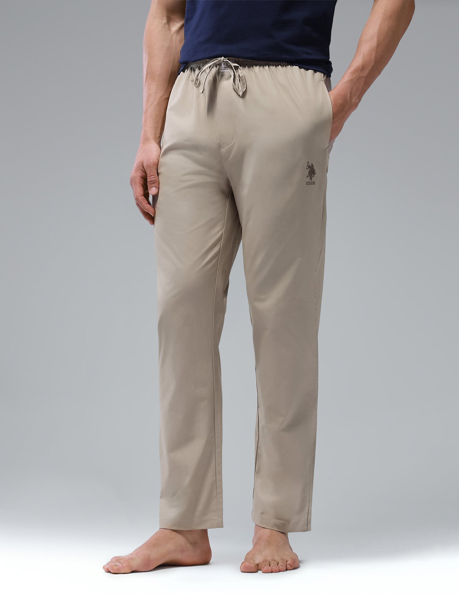 Comfort Fit Solid Cotton I690 Lounge Pants - Pack Of 1 Roasted Cashew - U.S. Polo Assn. India | Large