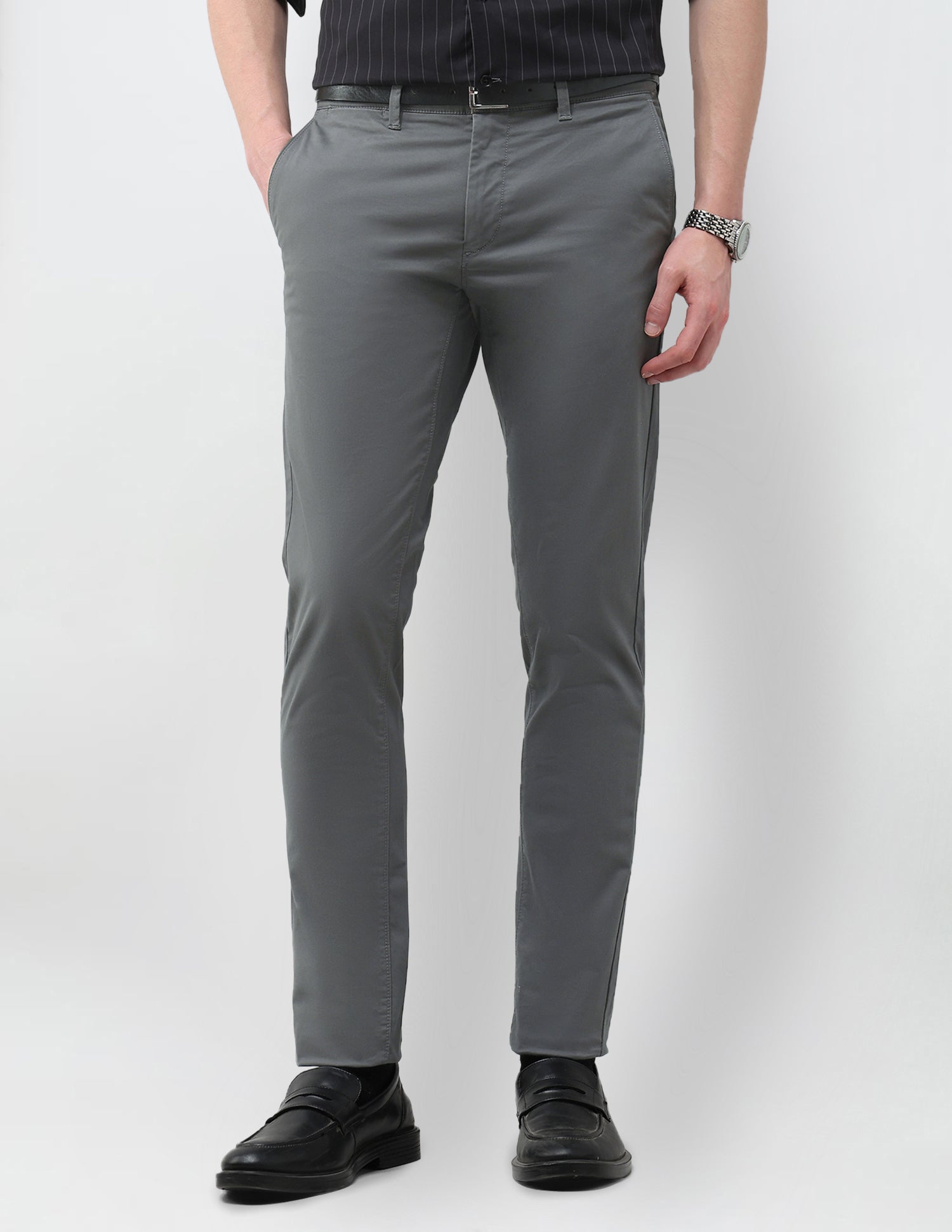 Austin Slim Fit Satin Trousers Dark Grey - U.S. Polo Assn. India | Large