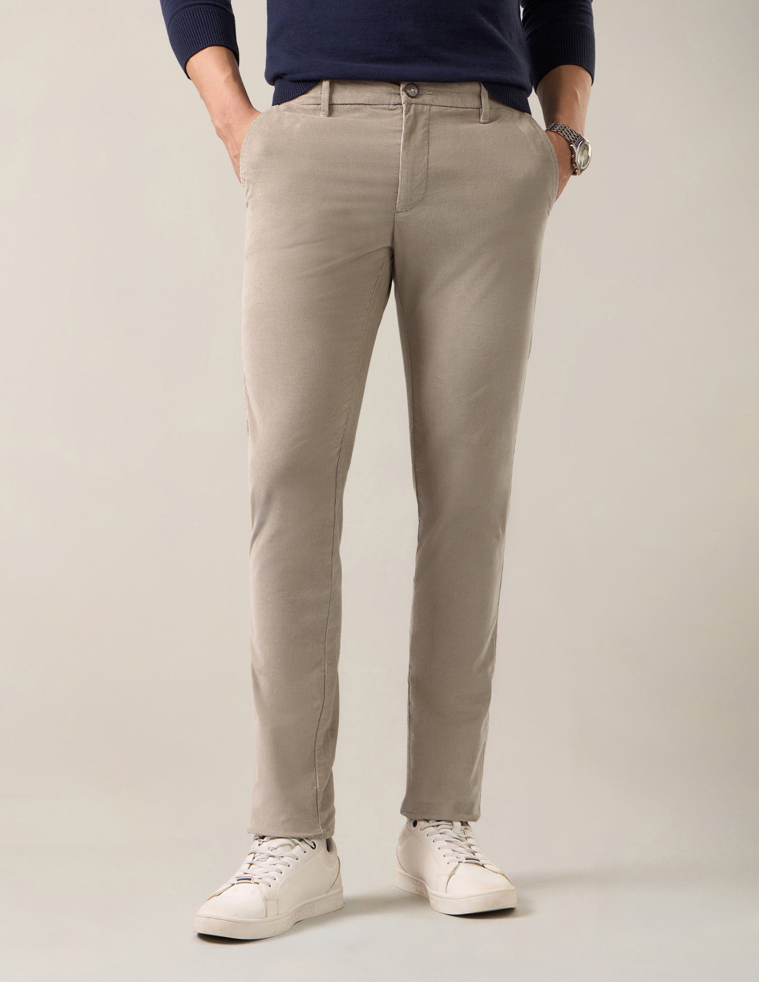 Denver Slim Fit Corduroy Trousers Beige - U.S. Polo Assn. India | Large