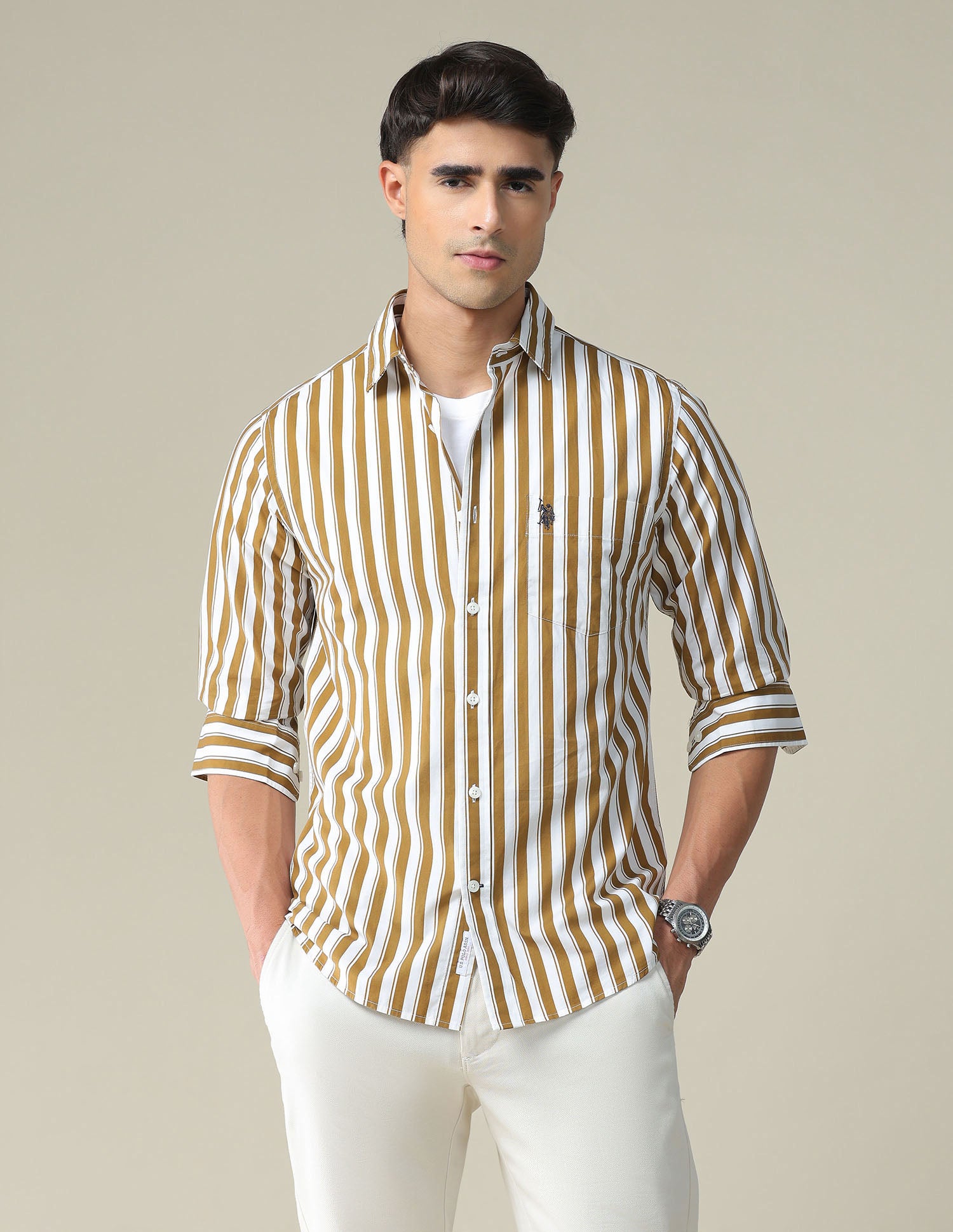 Vertical Stripe Cotton Shirt