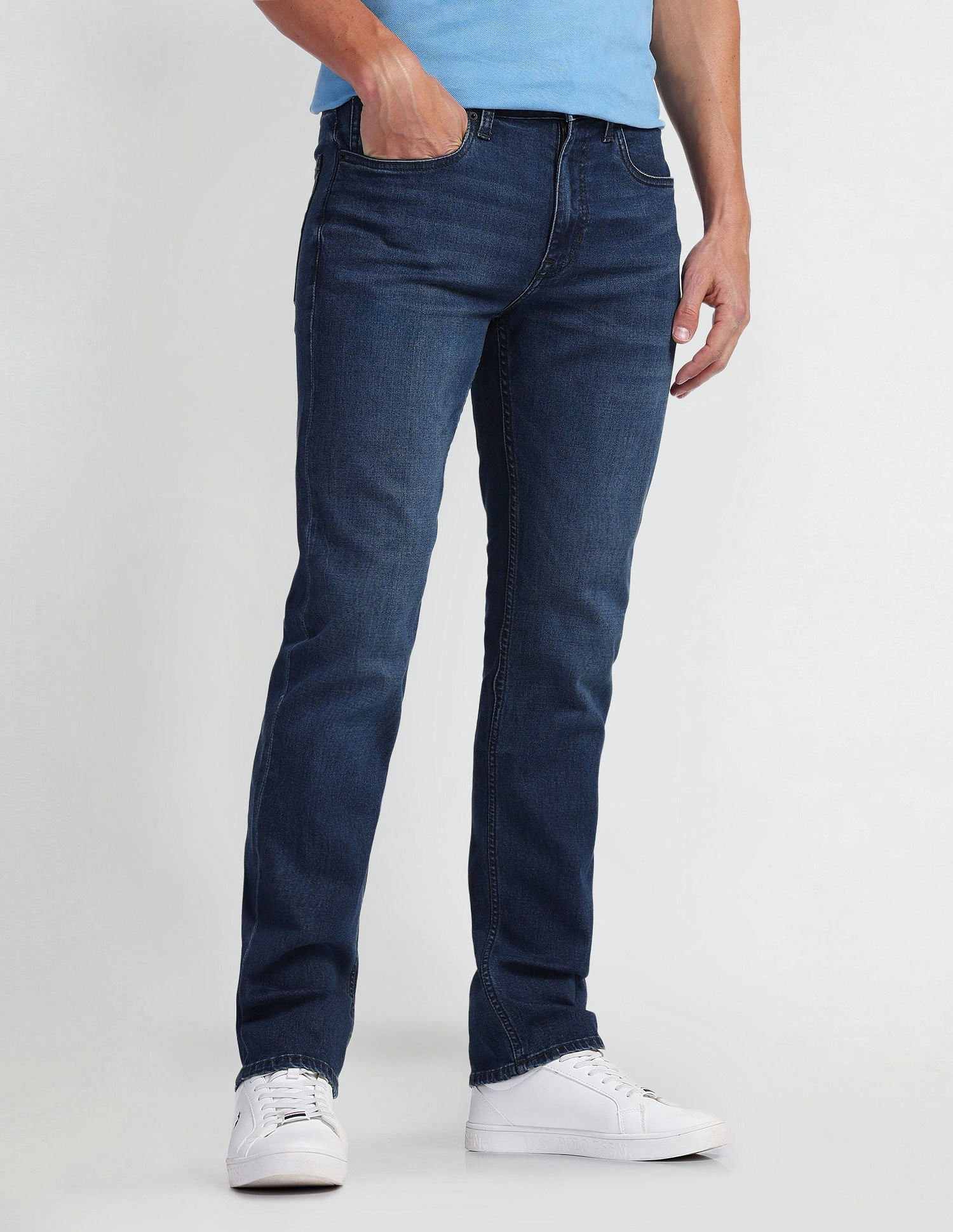 Harold Slim Straight Fit Blue Jeans Dark Blue - U.S. Polo Assn. India | Large
