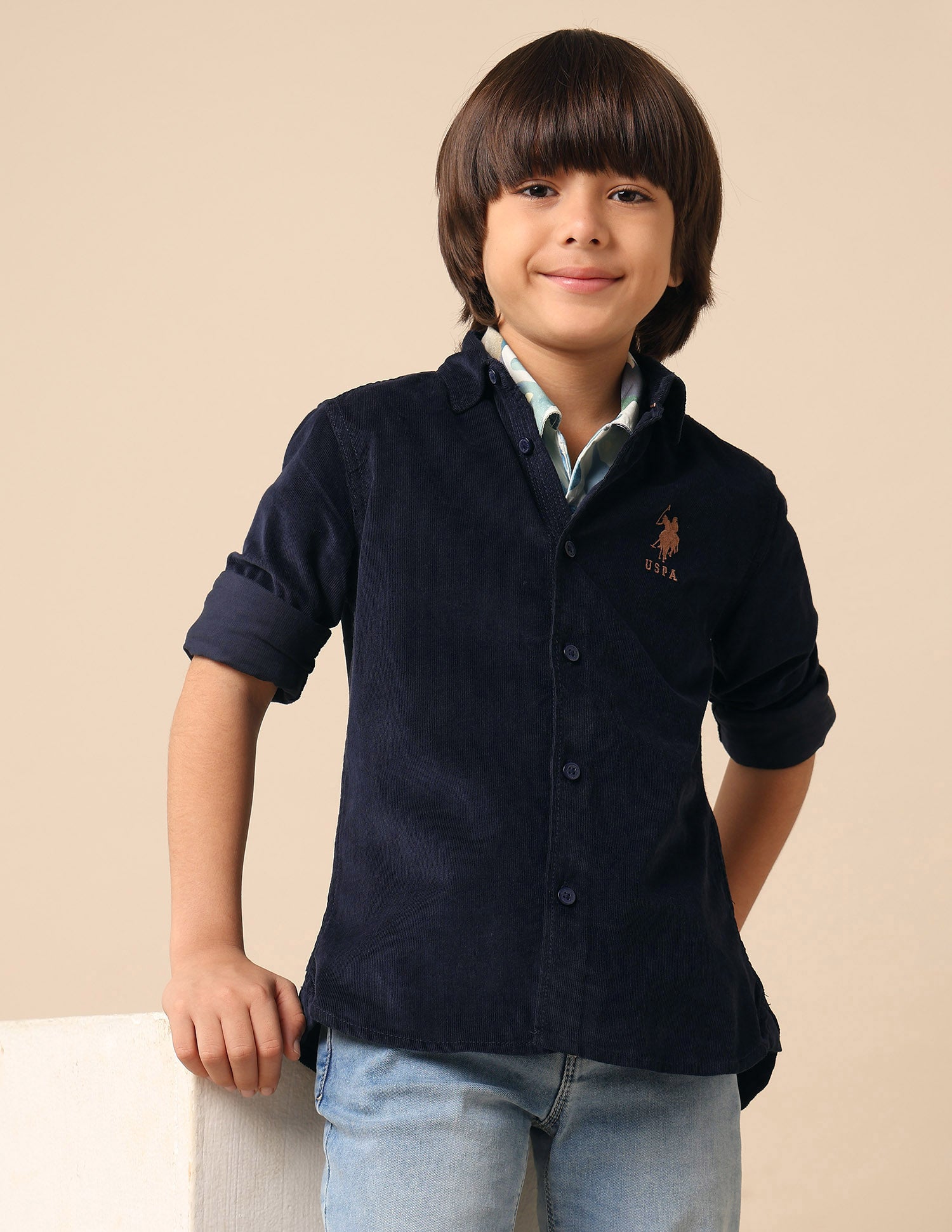 Boys Textured Pure Cotton Shirt