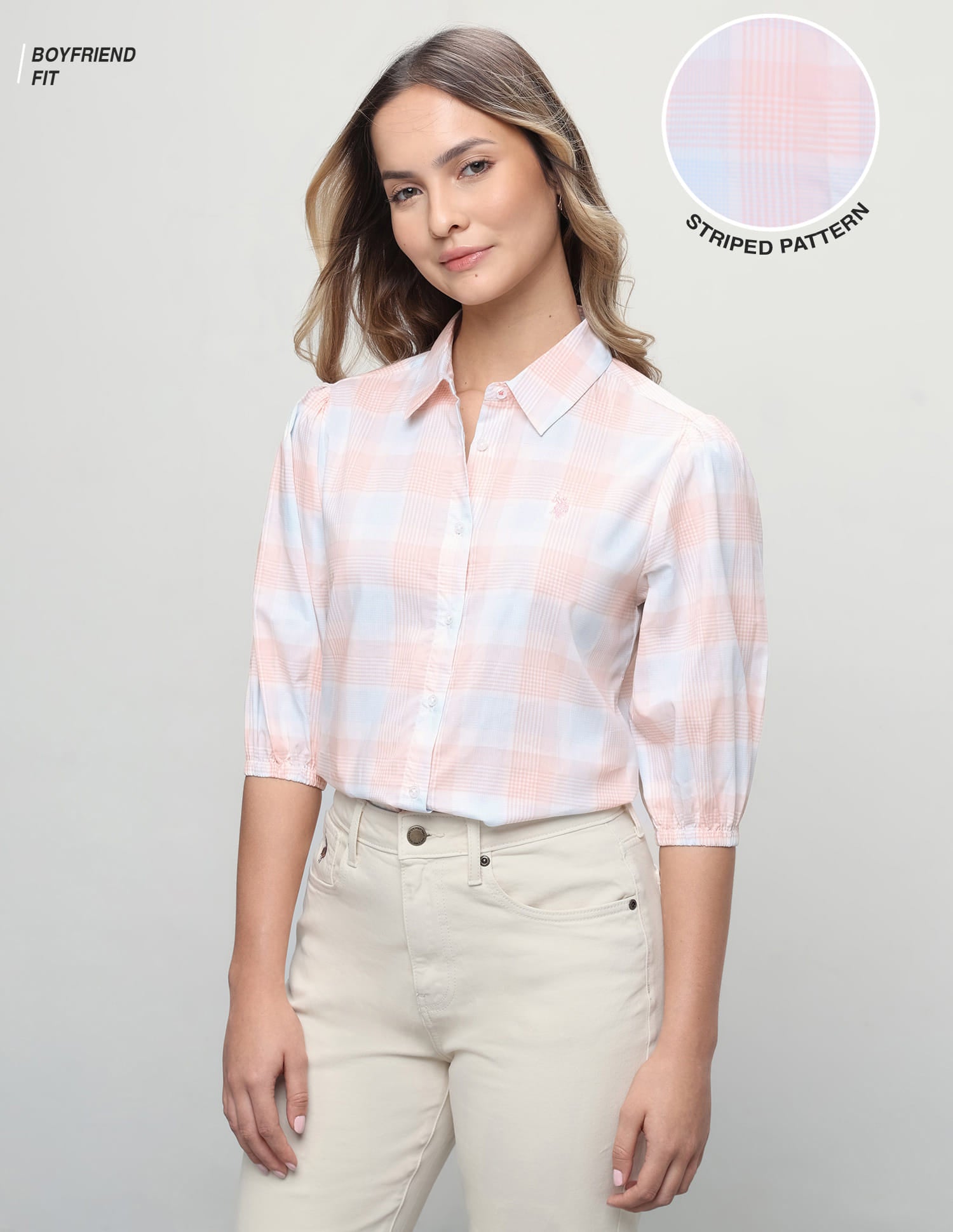 Plaid Checked Boyfriend Fit Shirt Orange - U.S. Polo Assn. India | Large