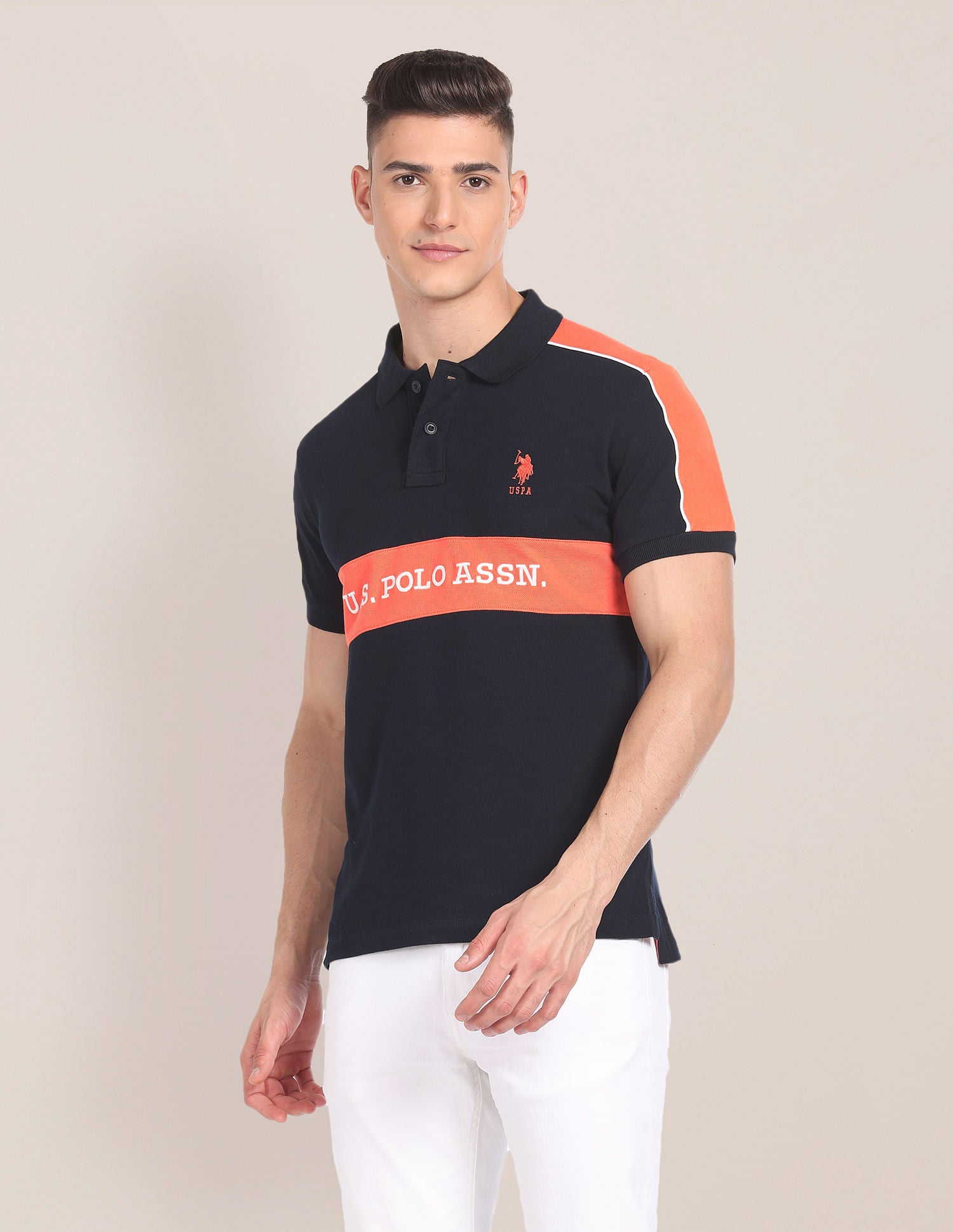 Brand Embroidered Pique Polo Shirt