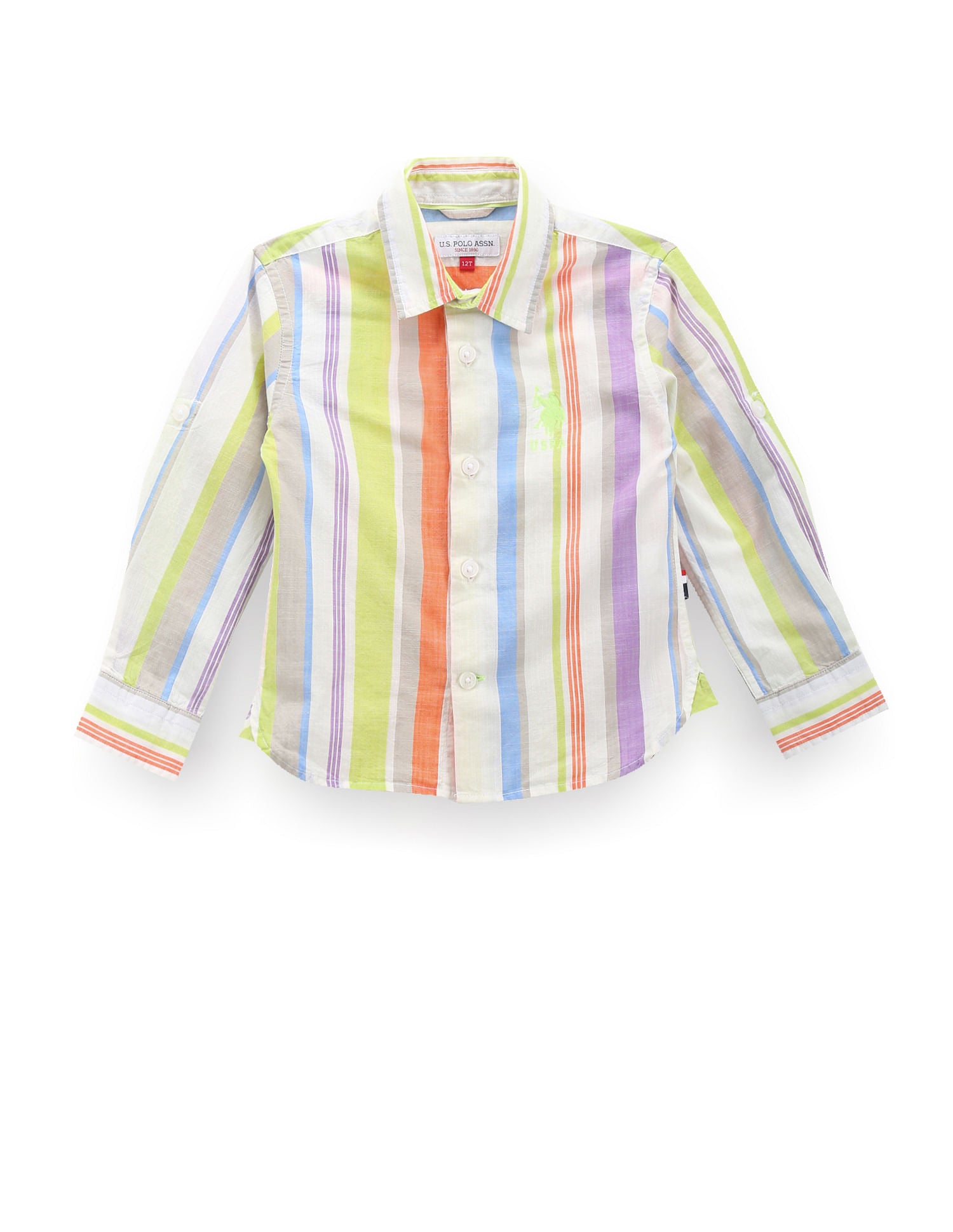 Boys Vertical Stripe Cotton Shirt