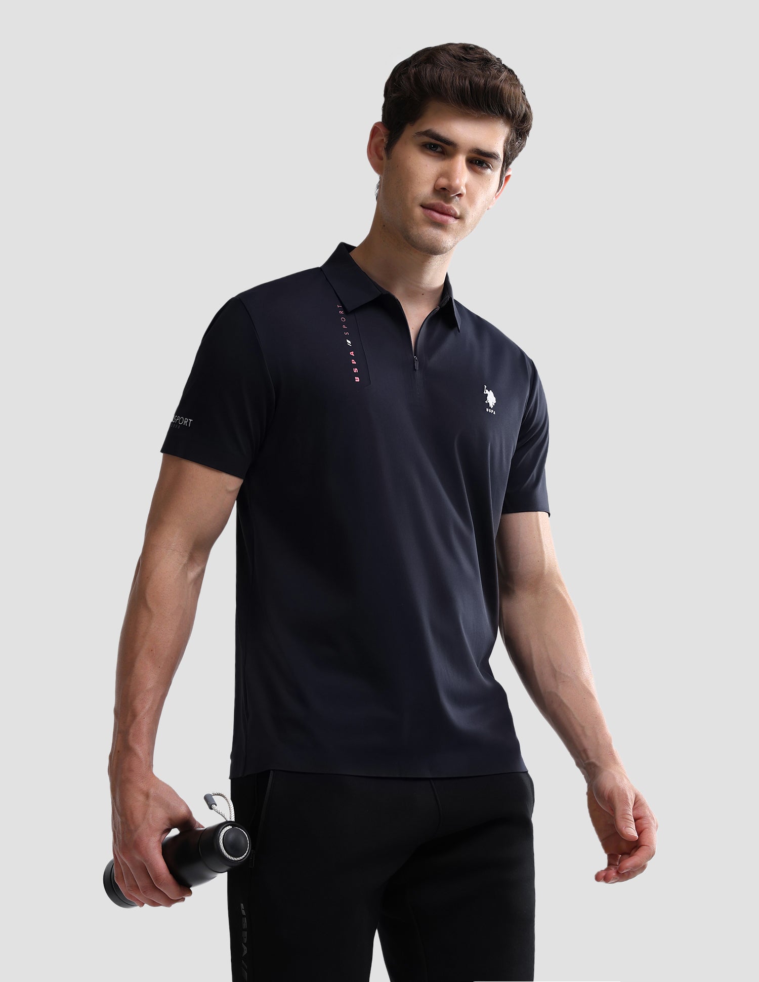 Solid Slim Fit Active Polo Shirt Navy - U.S. Polo Assn. India | Large