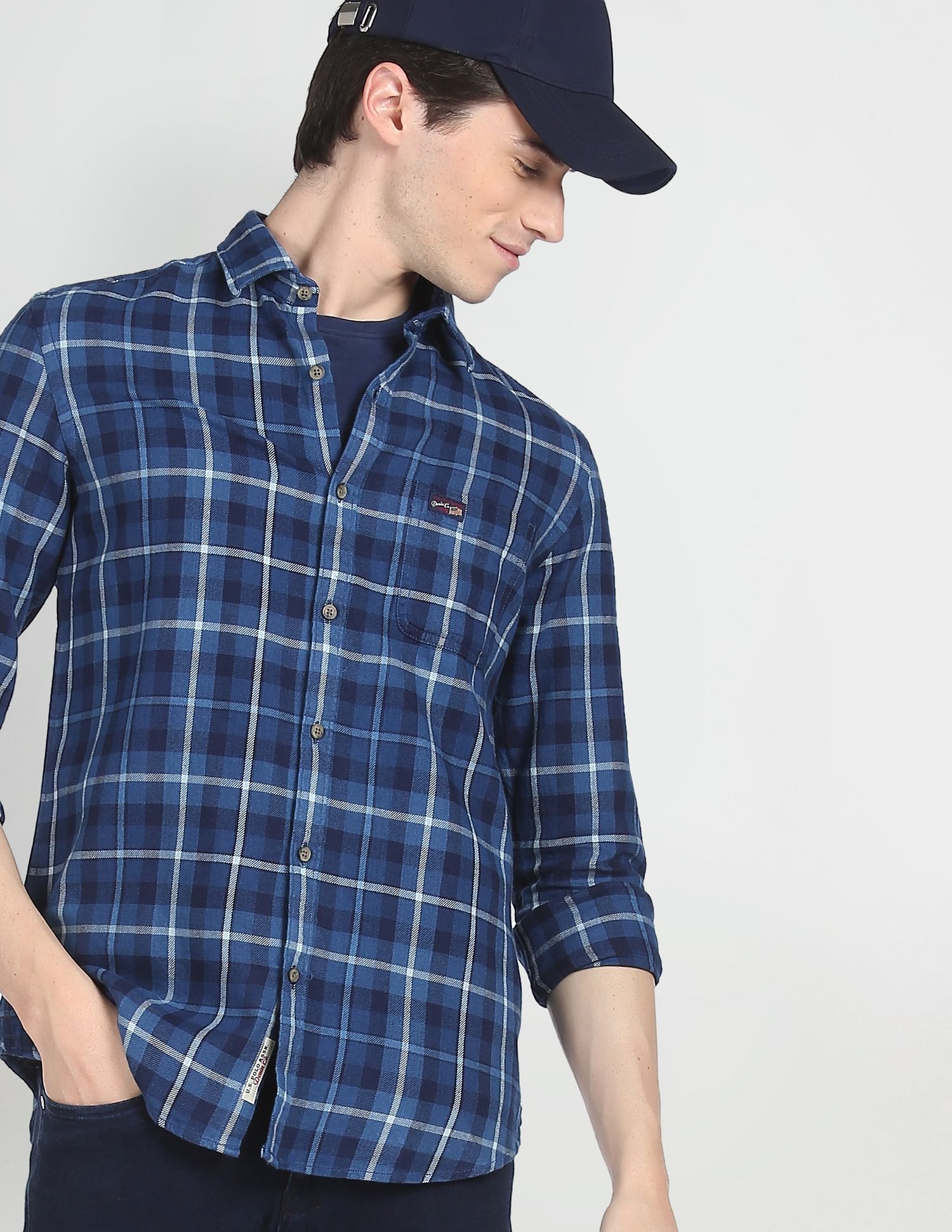 Tartan Check Cotton Casual Shirt Indigo - U.S. POLO ASSN. | Large