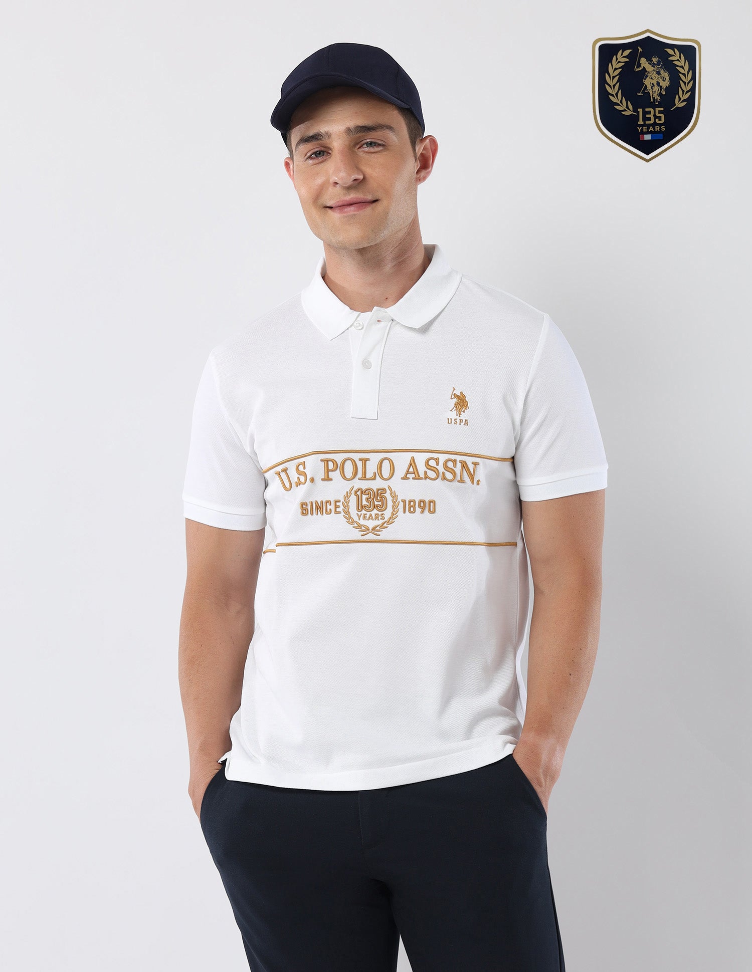 Brand Embroidered135 Anniversary Polo Shirt