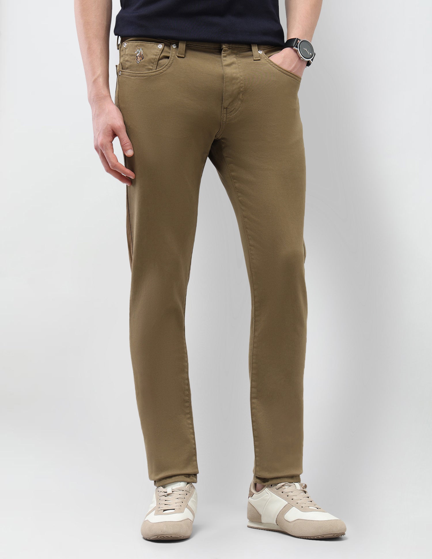 Brandon Slim Tapered Fit Brown Jeans Khaki - U.S. Polo Assn. India | Large
