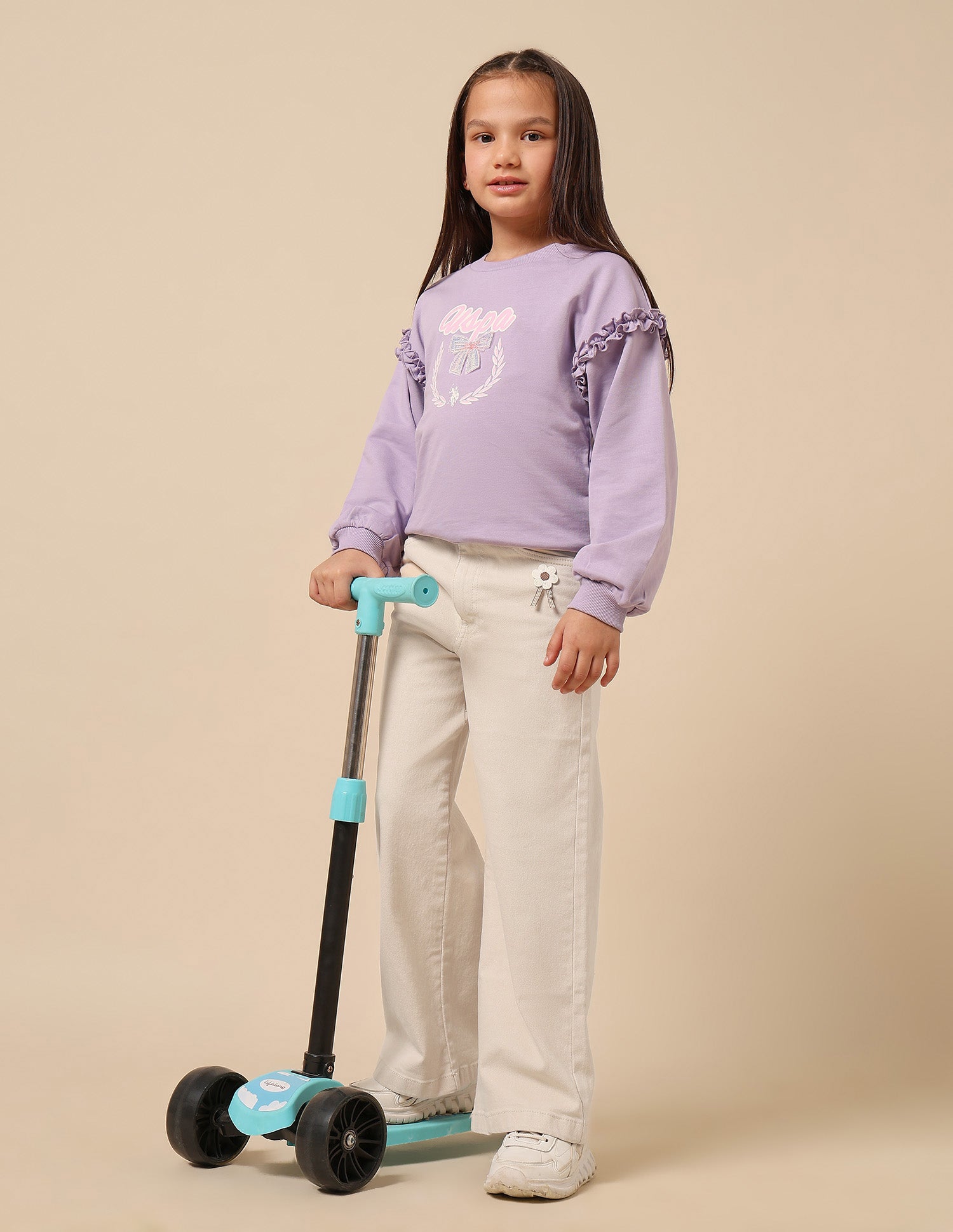 Girls Wide Leg Fit Mid Rise Jeans