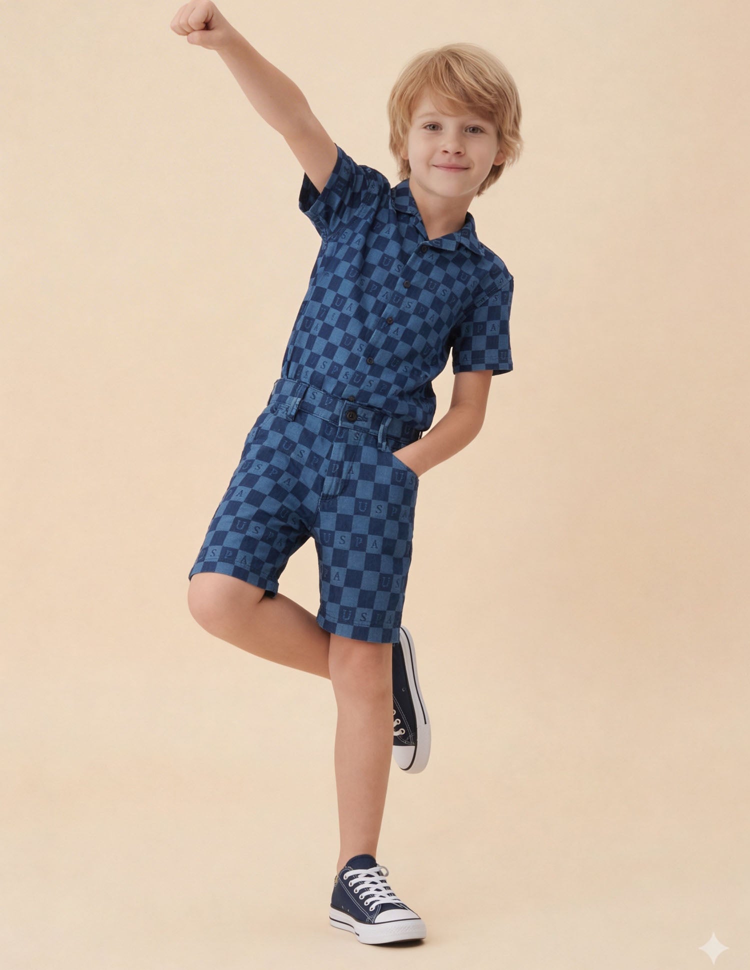 Chequer Brand Printed Relaxed Fit Shorts Indigo - U.S. Polo Assn. India | Large