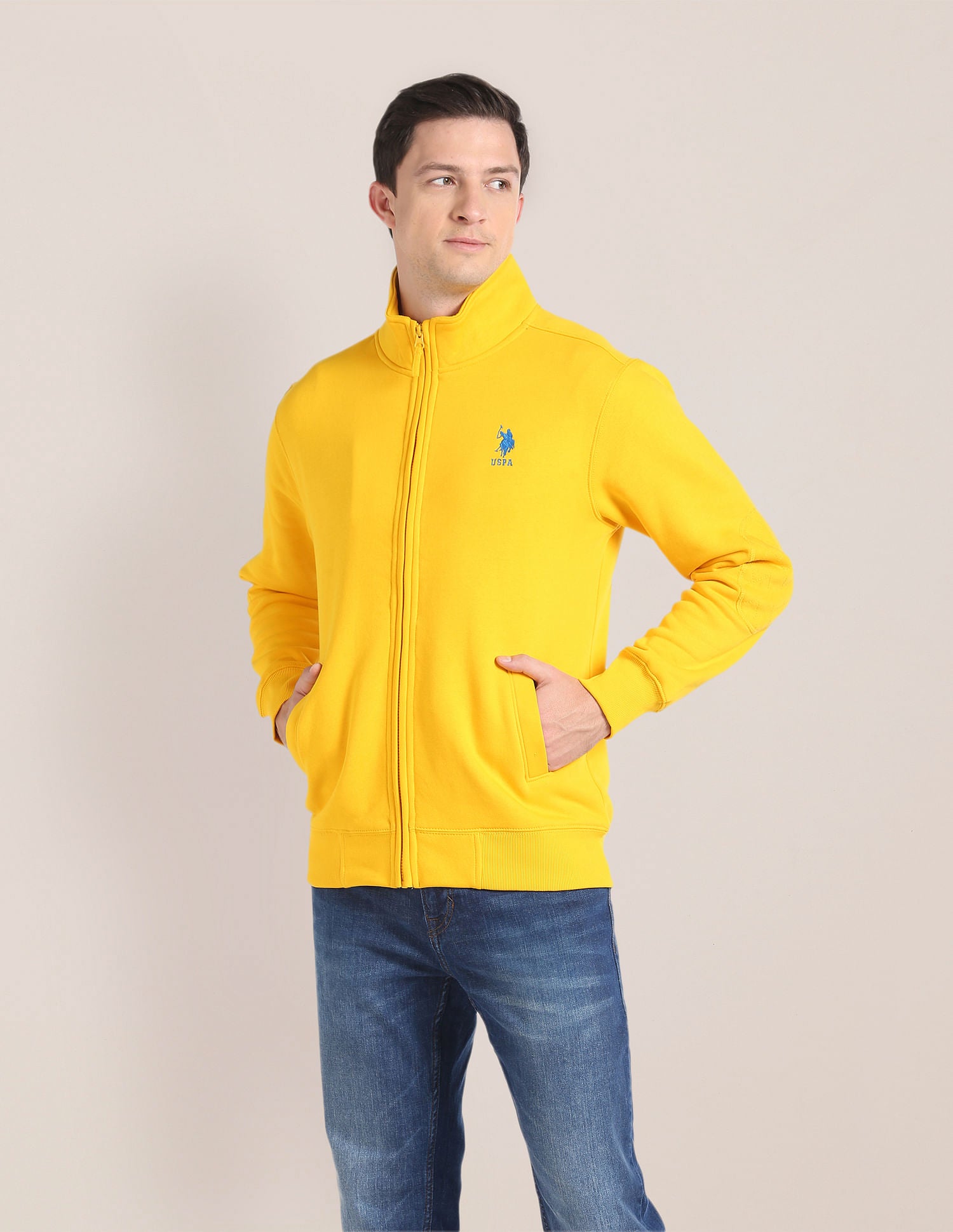 High Neck Solid Sweatshirt