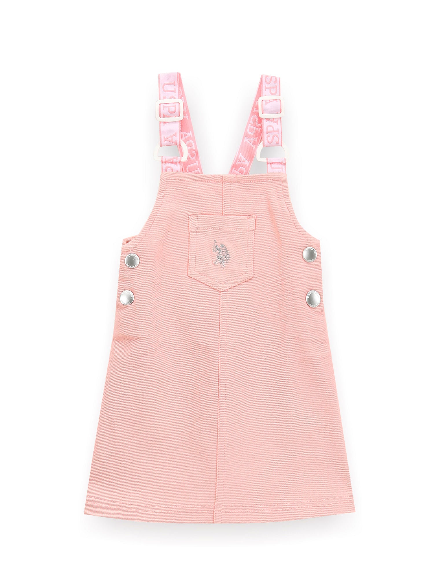 Girls Solid Dungaree Dress Light Pink - U.S. Polo Assn. India | Large