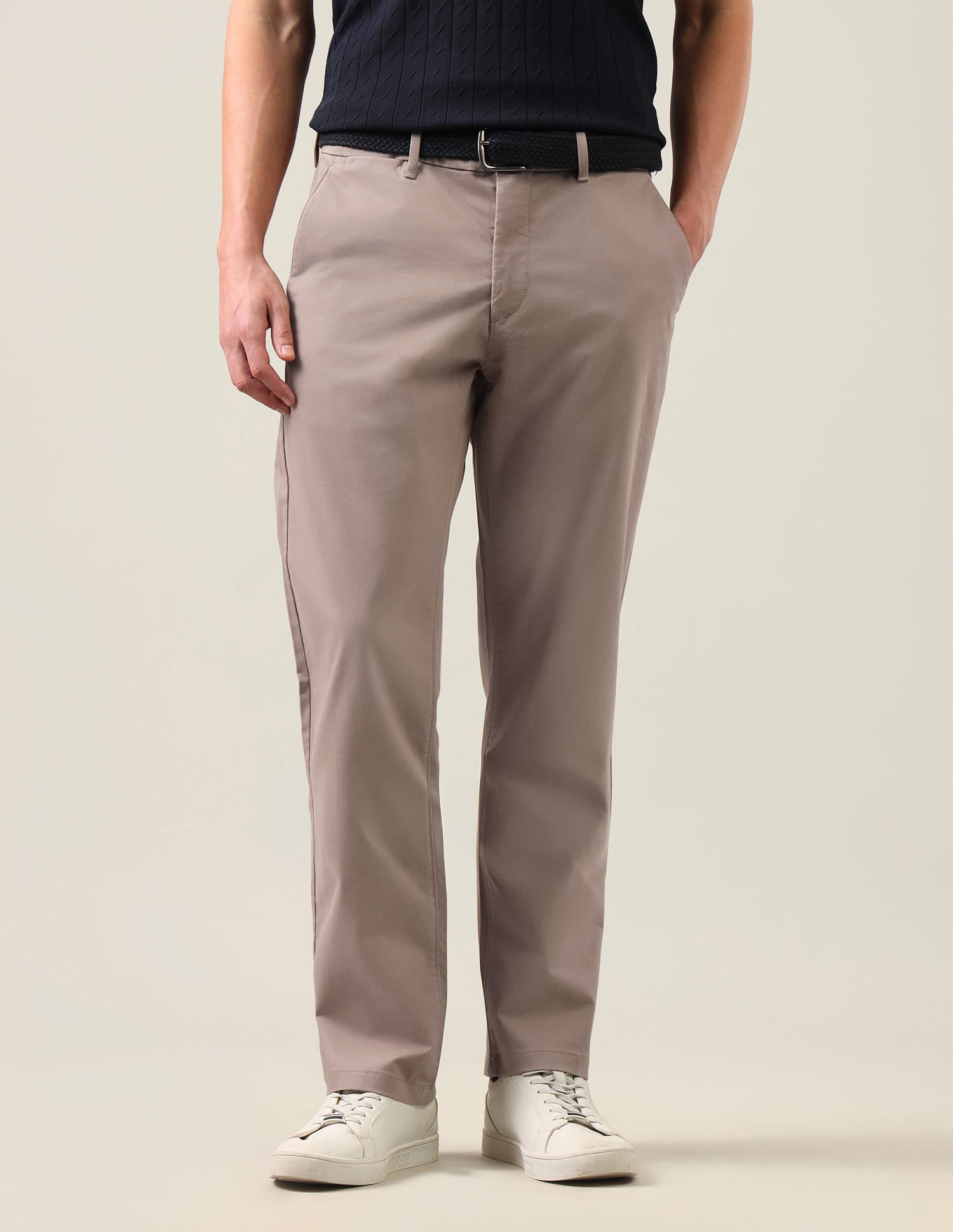 Riley Straight Fit Satin Trousers Grey - U.S. Polo Assn. India | Large