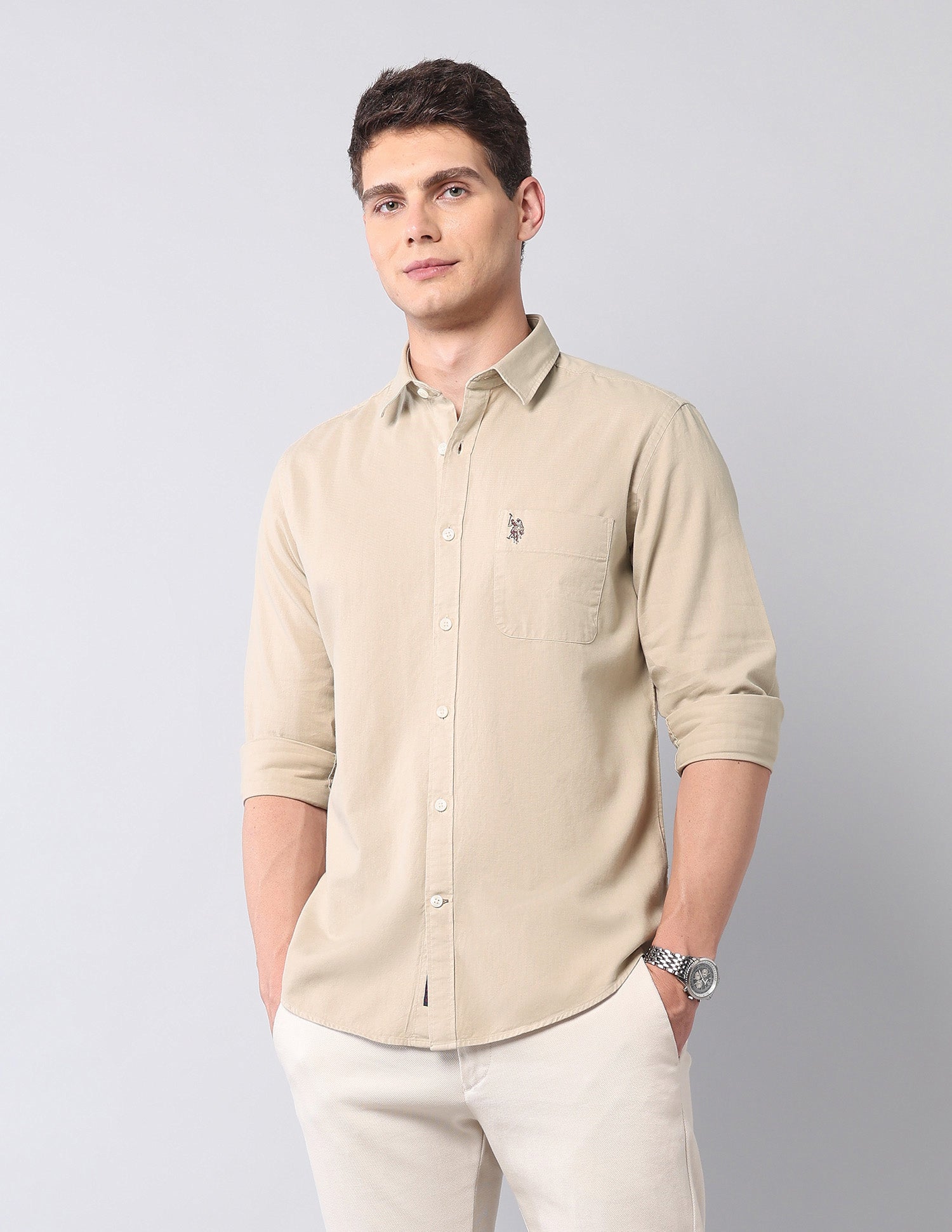 Slim Fit Pure Cotton Twill Shirt