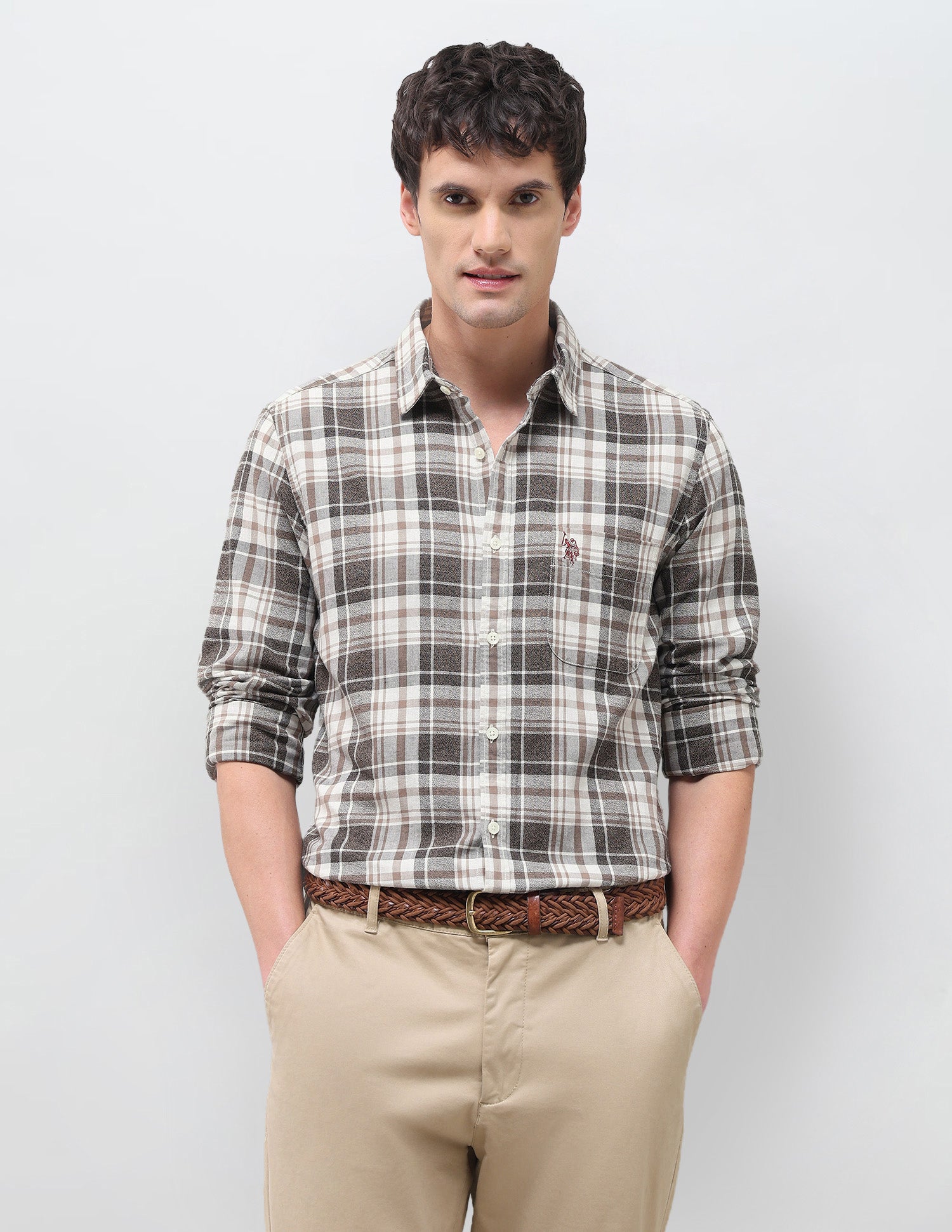 Plaid Checked Regular Fit Shirt Brown - U.S. Polo Assn. India | Large