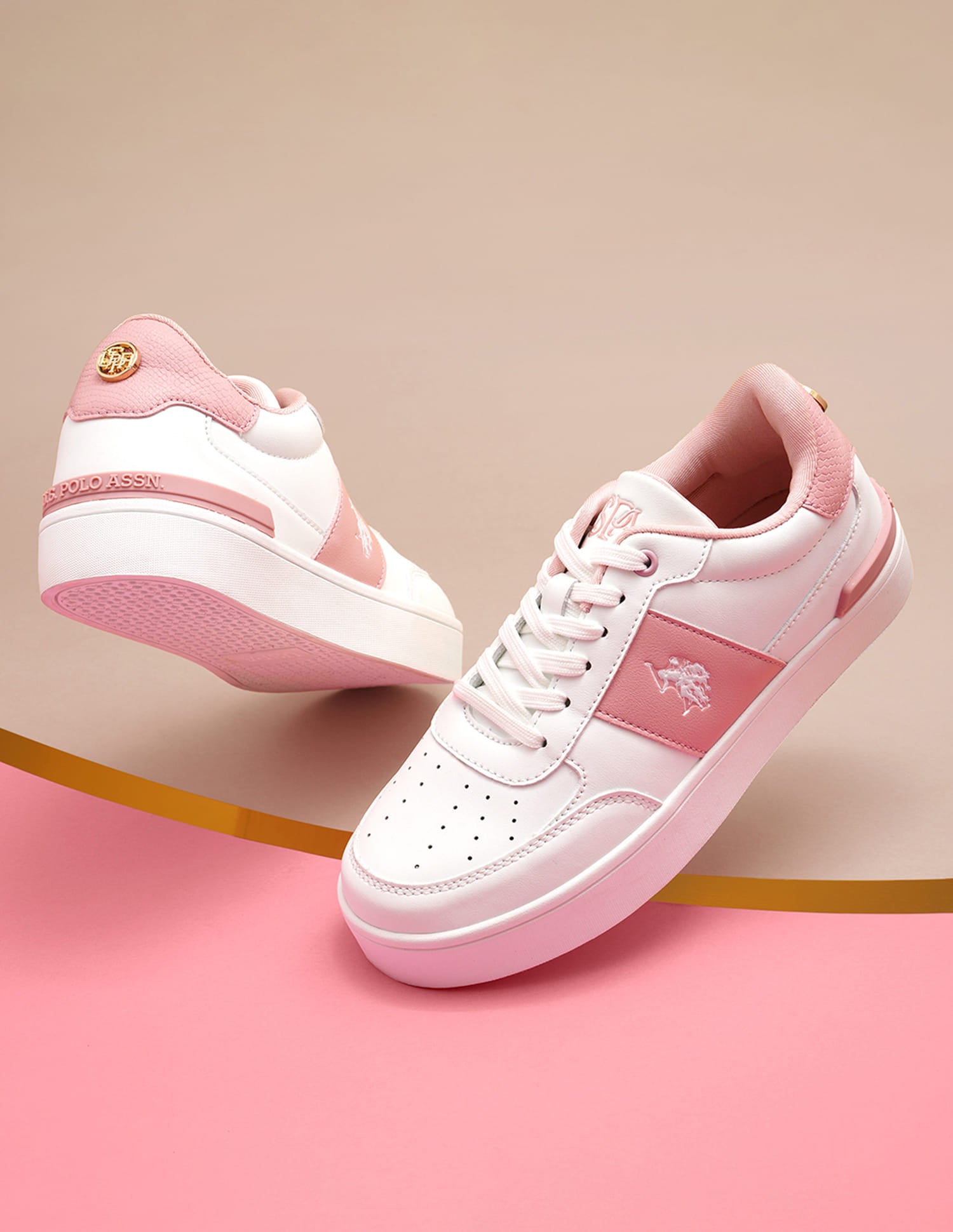 Women Metallic Logo Uno Sneakers White - U.S. Polo Assn. India | Large