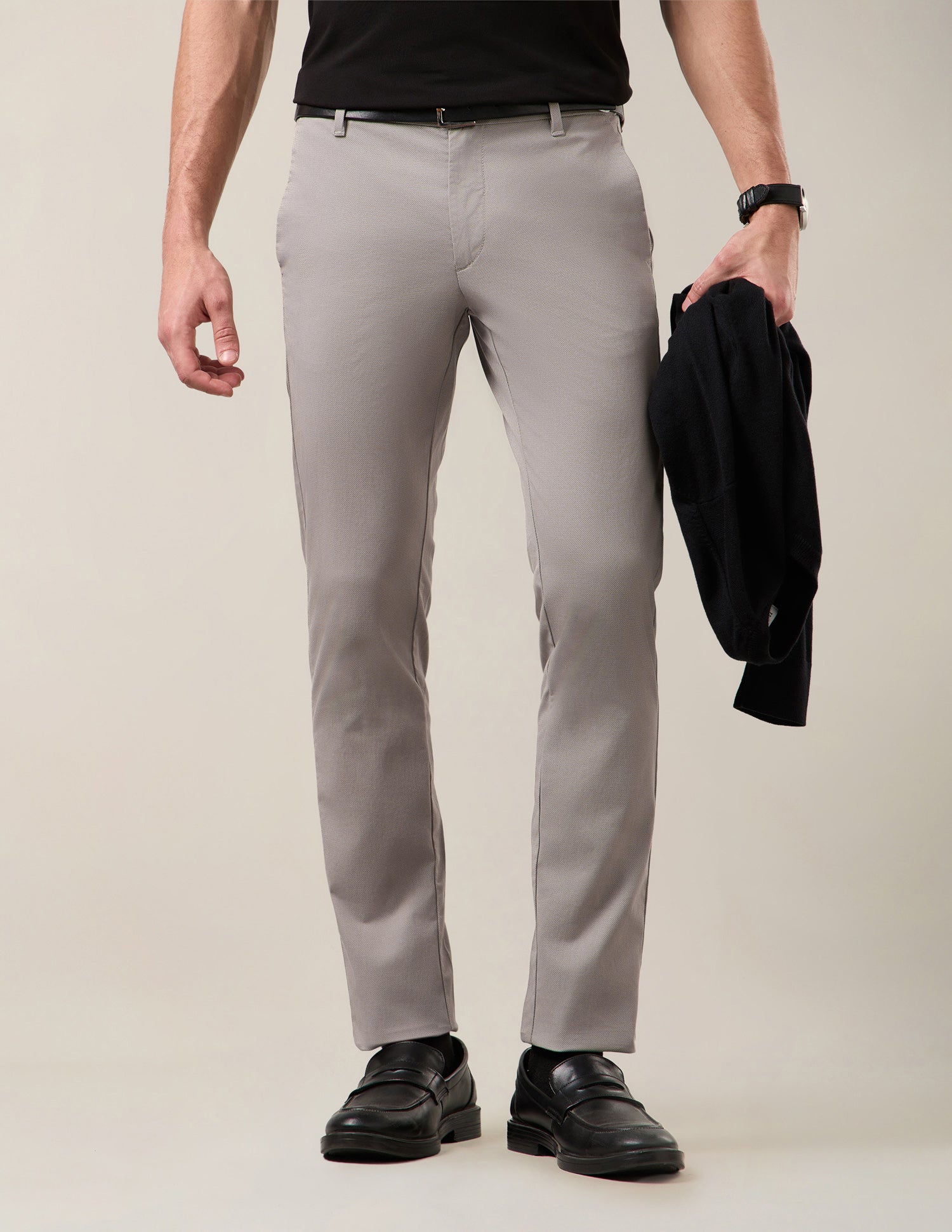 Denver Slim Fit Twill Trousers Grey - U.S. Polo Assn. India | Large