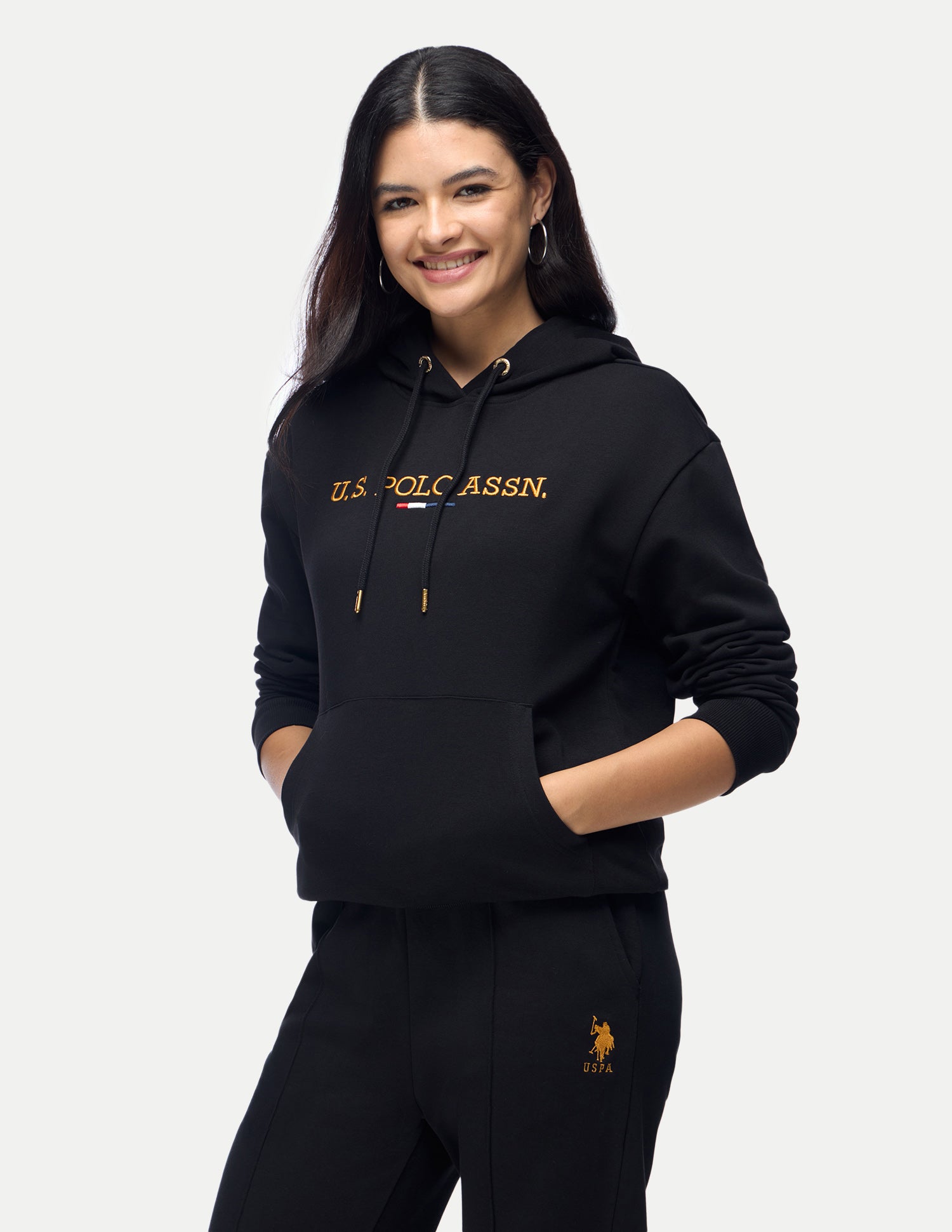 Brand Embroidered Relaxed Fit Sweatshirt Black - U.S. Polo Assn. India | Large