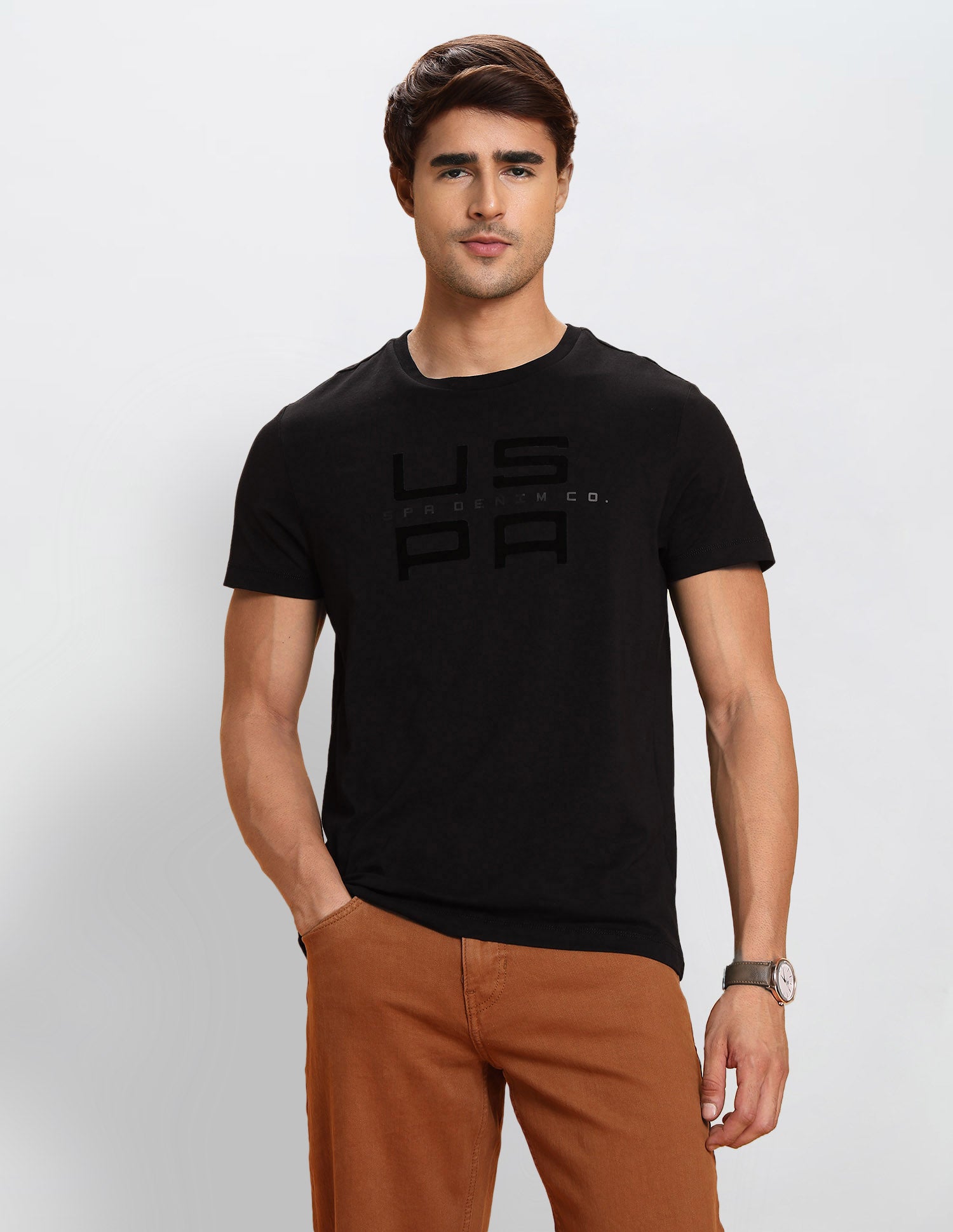 Brand Embossed Regular Fit T-Shirt