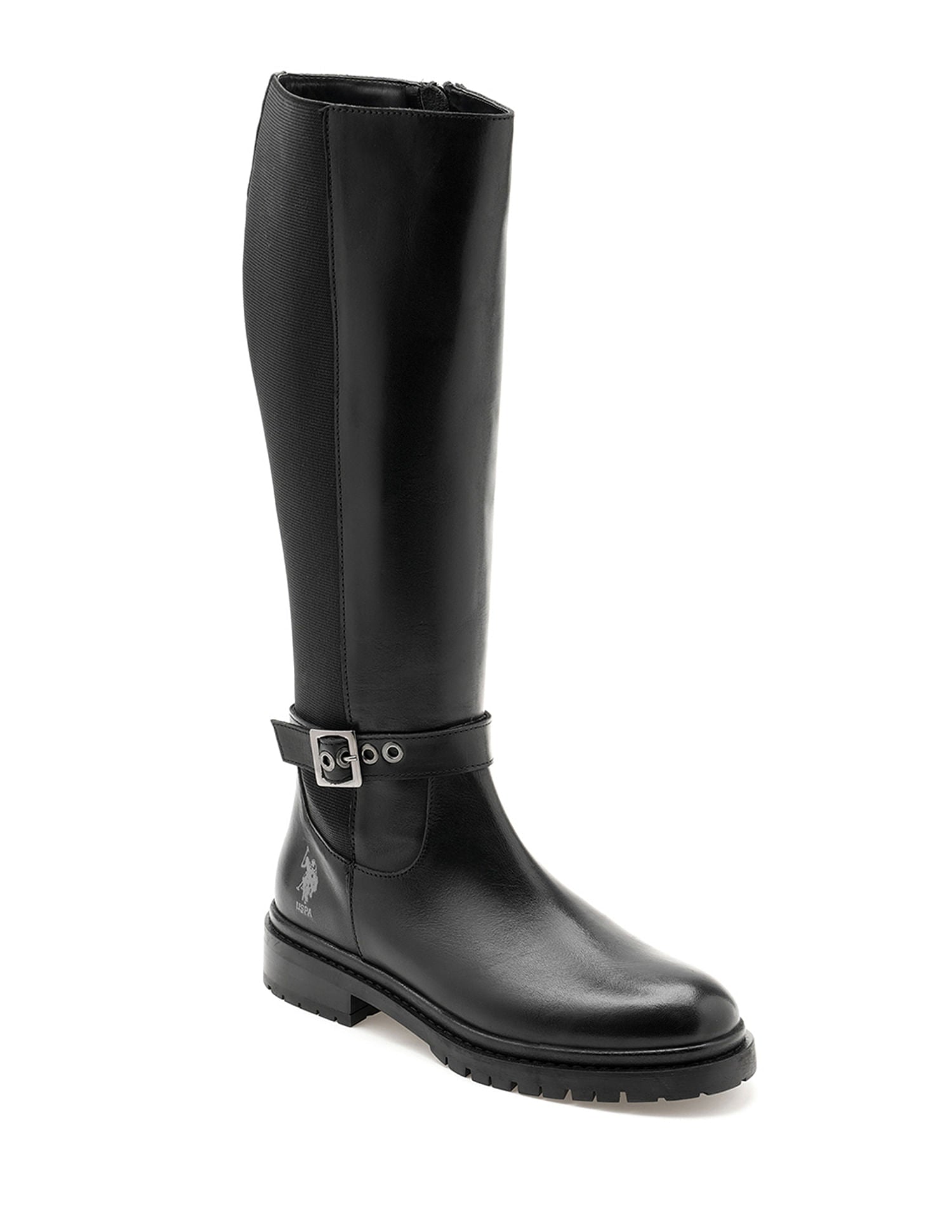 Women Giorgia Leather Riding Boots Black - U.S. Polo Assn. India | Large