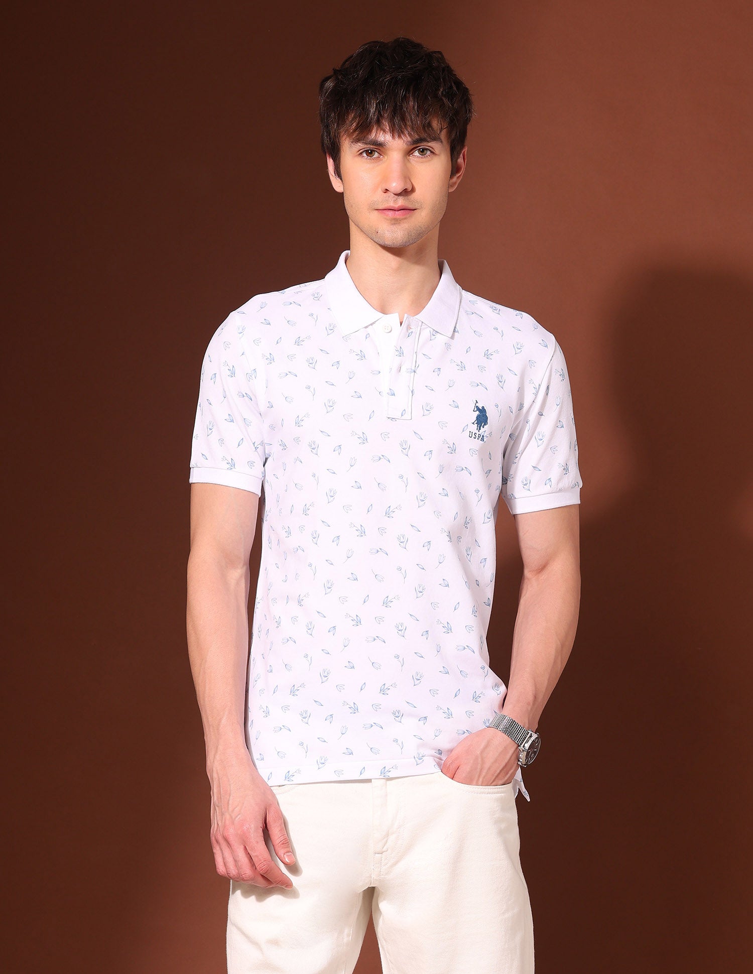 Floral Printed Working Holiday Polo Shirt White - U.S. Polo Assn. India | Large