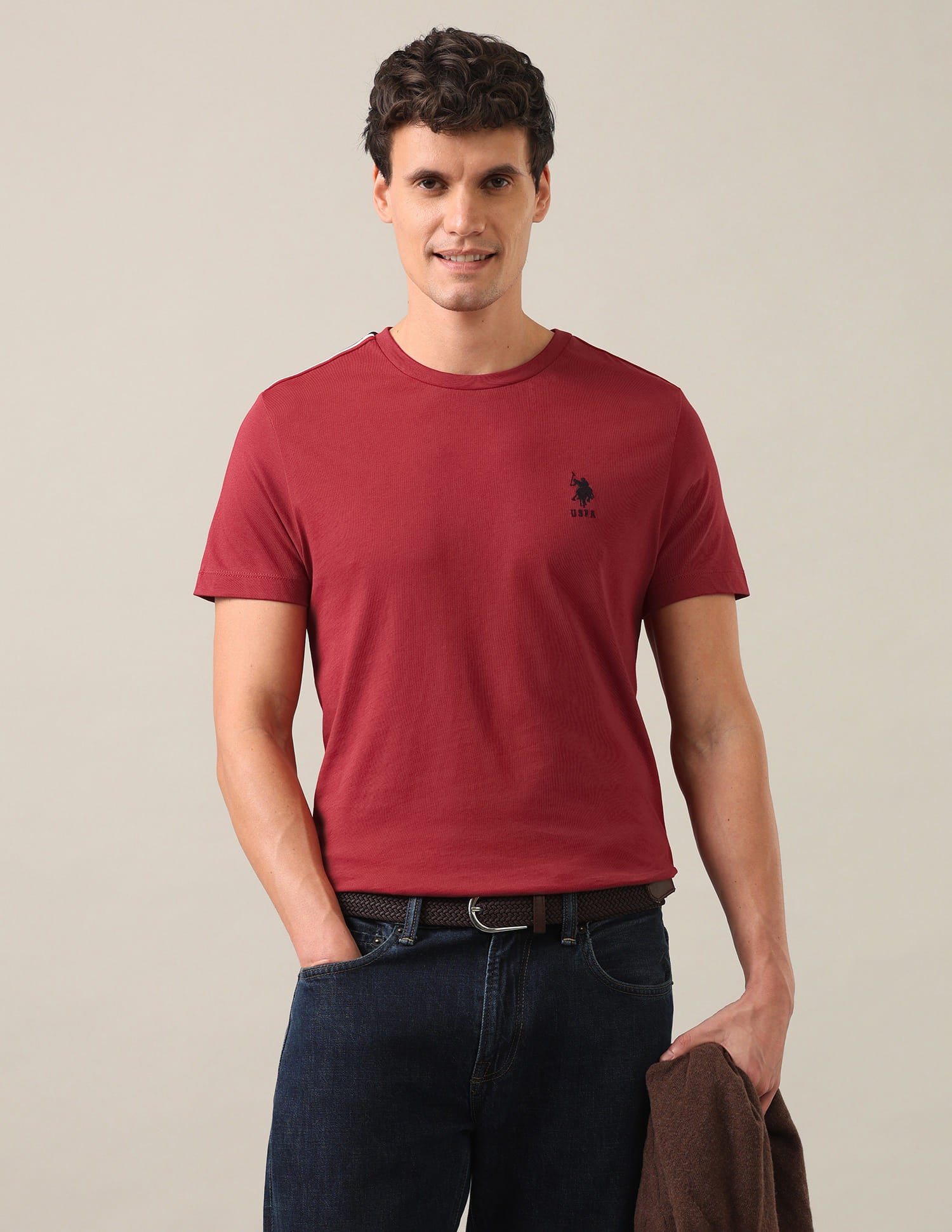 Solid Regular Fit T-Shirt Red - U.S. Polo Assn. India | Large