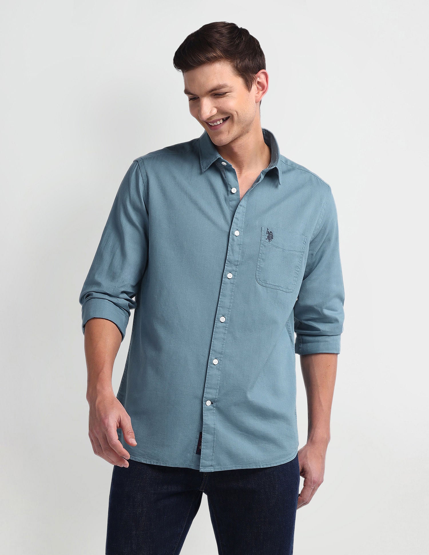 Semi Cutaway Collar Slim Fit Shirt
