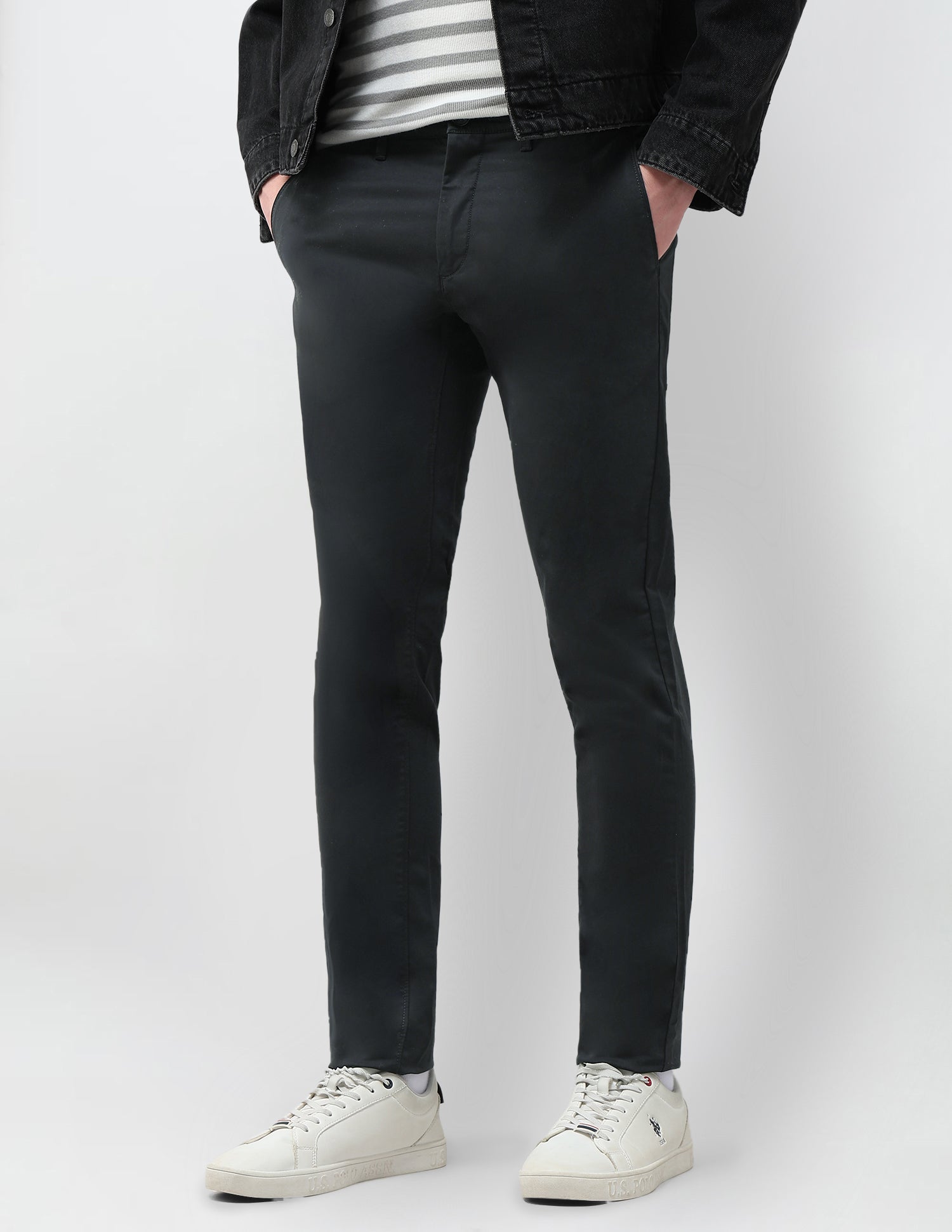 Austin Slim Fit Satin Trousers Black - U.S. Polo Assn. India | Large