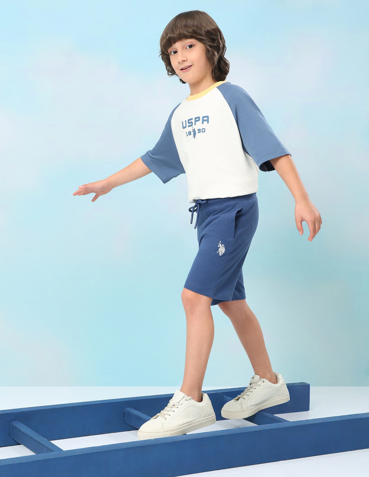 Mid Rise Solid Shorts Blue - U.S. Polo Assn. India | Large