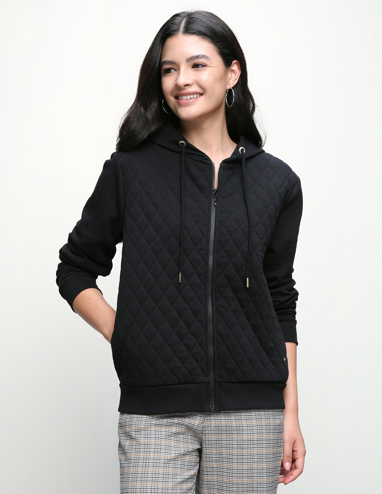 Quilted Zipper Sweatshirt Black - U.S. Polo Assn. India | Large