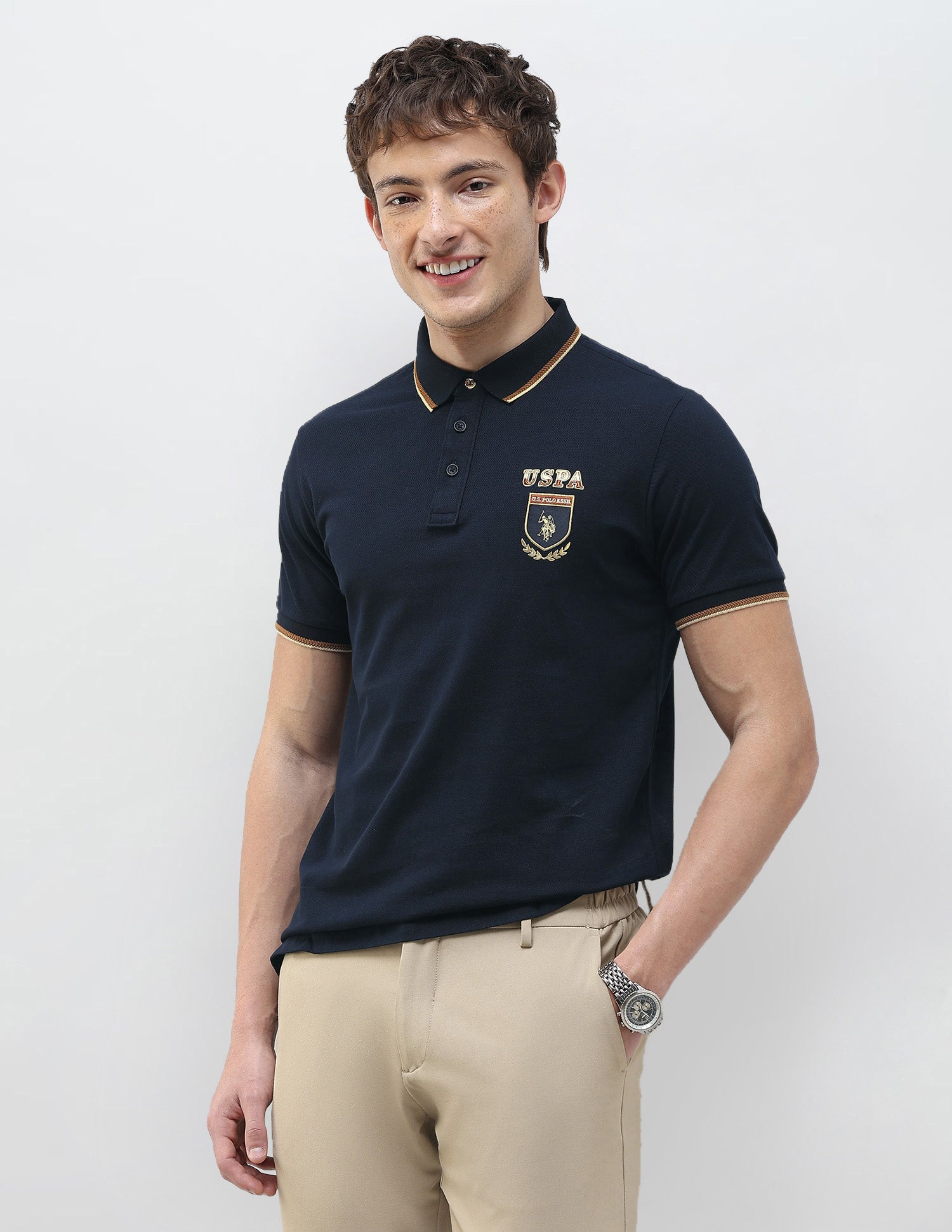 Solid Regular Fit Polo Shirt Navy - U.S. Polo Assn. India | Large