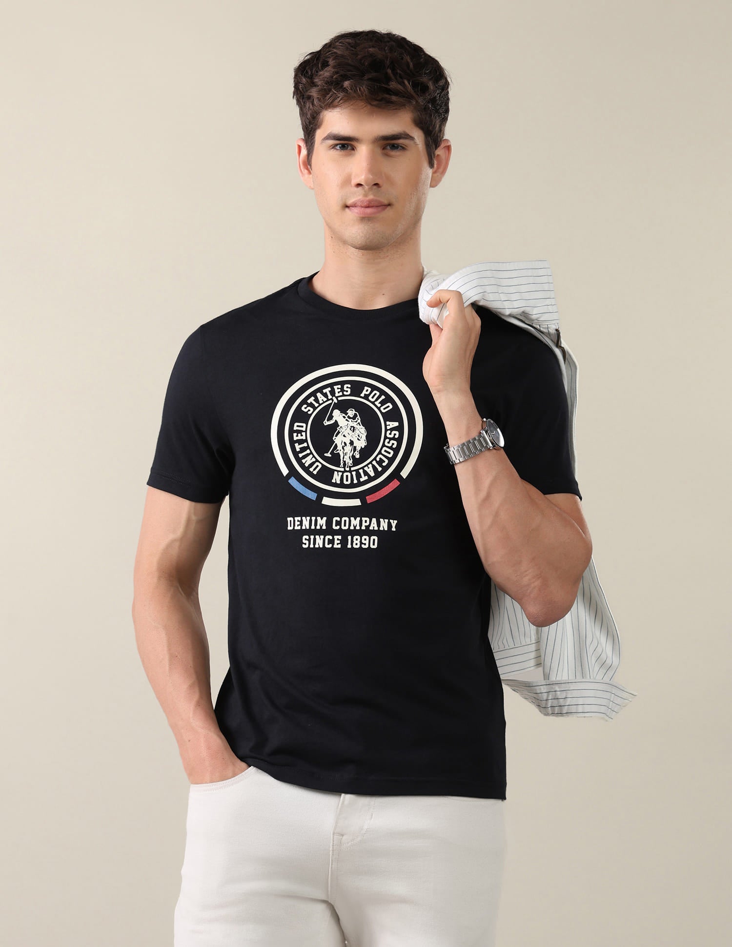 Graphic Brand Printed Regular Fit T-Shirt Blue - U.S. Polo Assn. India | Large