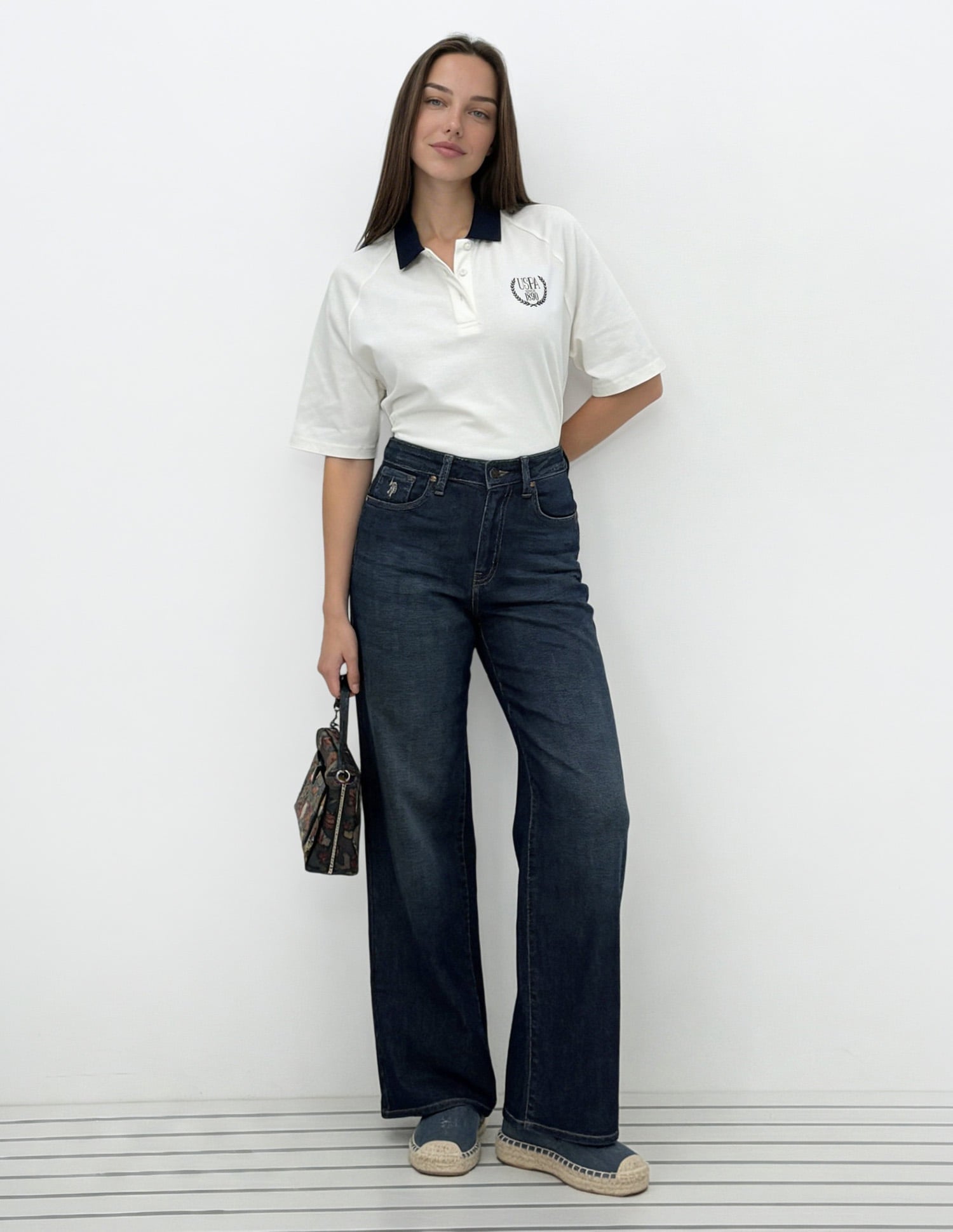 High Rise Straight Fit Jeans Dark Blue - U.S. Polo Assn. India | Large