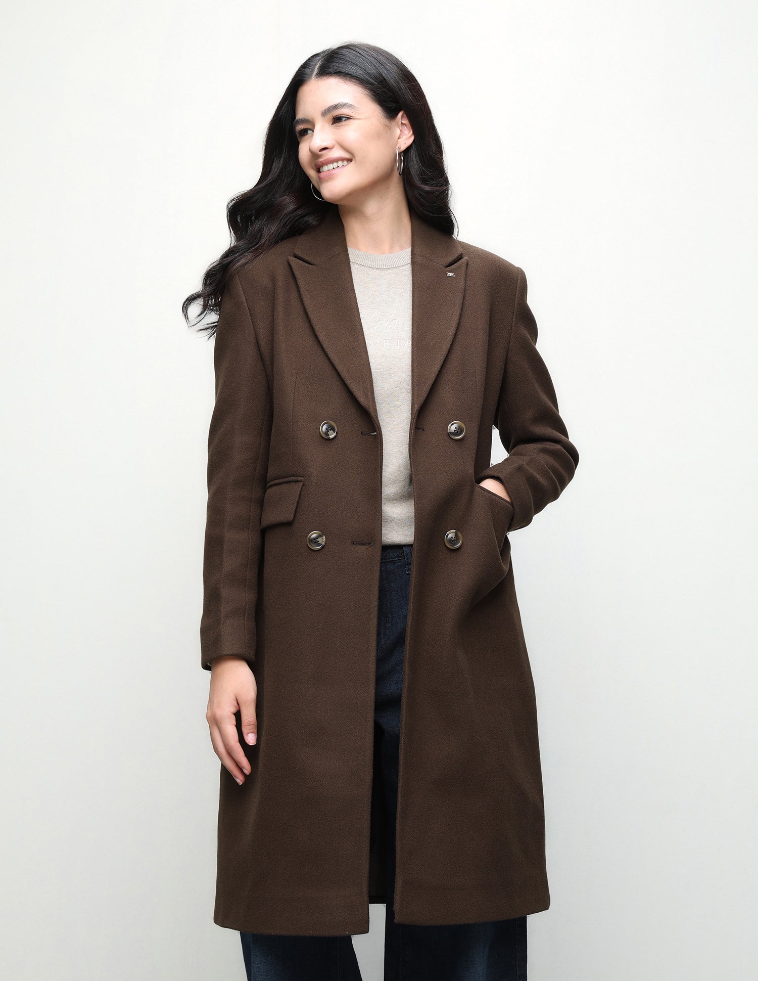 Solid Fitted Longline Jacket Brown - U.S. Polo Assn. India | Large