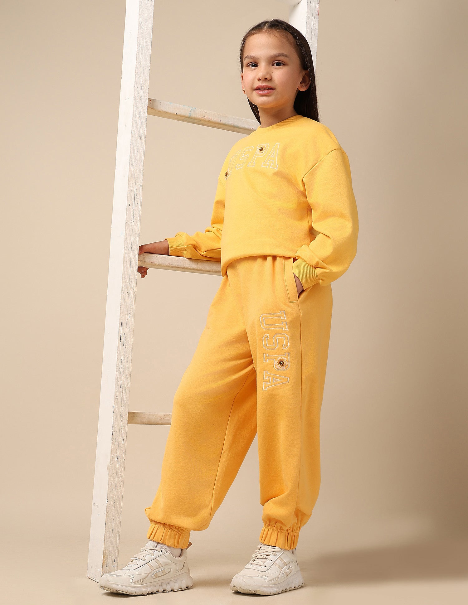 Girls Brand Embroidered Mid Rise Joggers