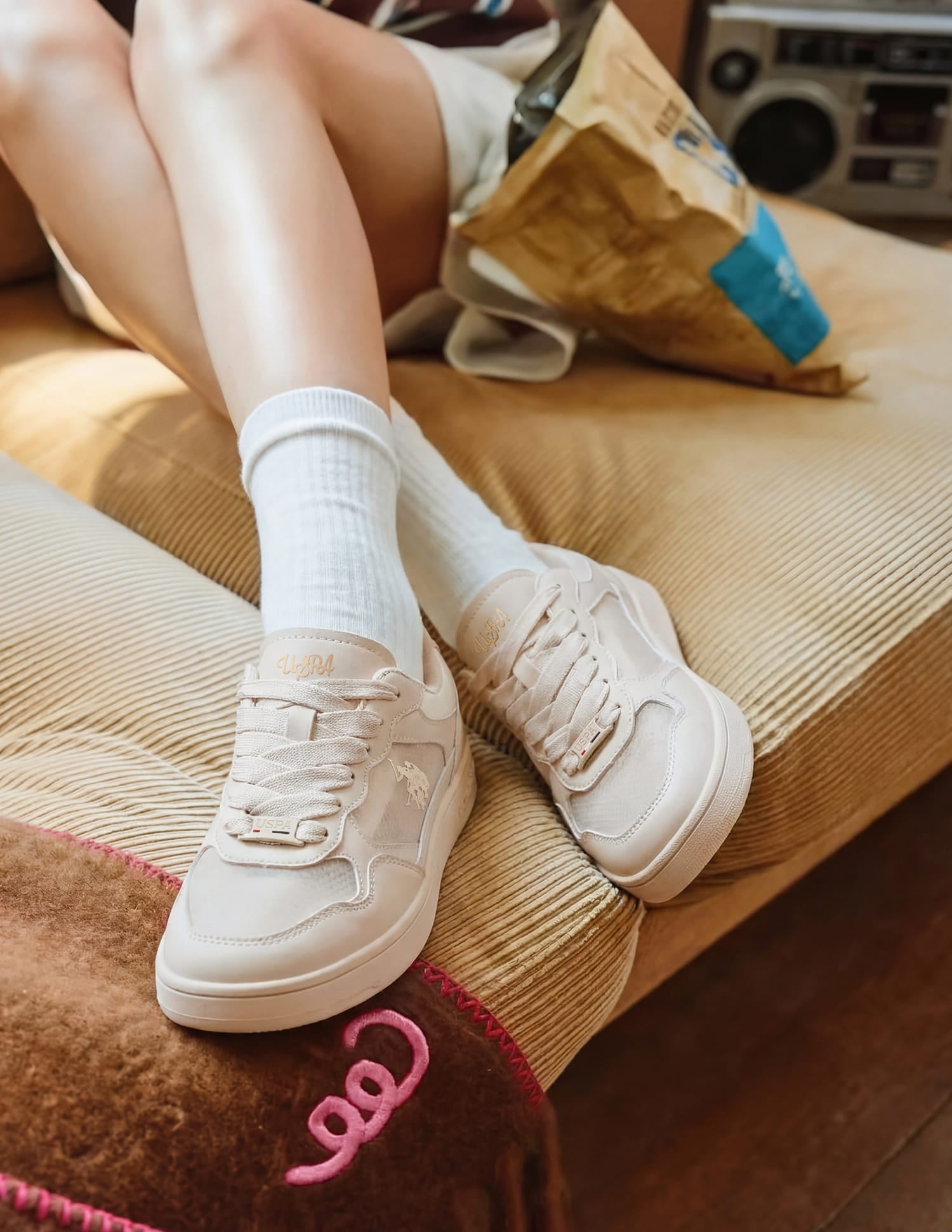 Zira Beige Sneakers Shoes Beige - U.S. Polo Assn. India | Large