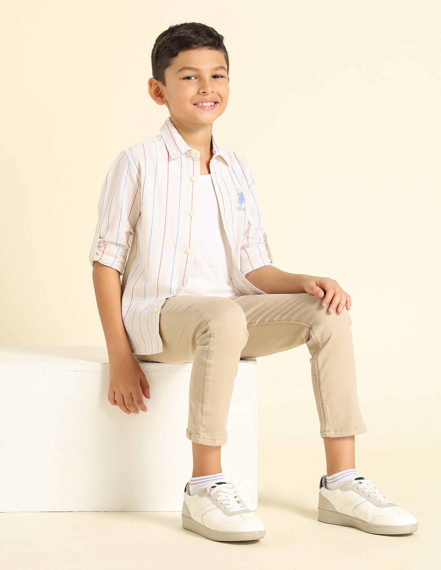 Boys Vertical Striped Regular Fit Shirt