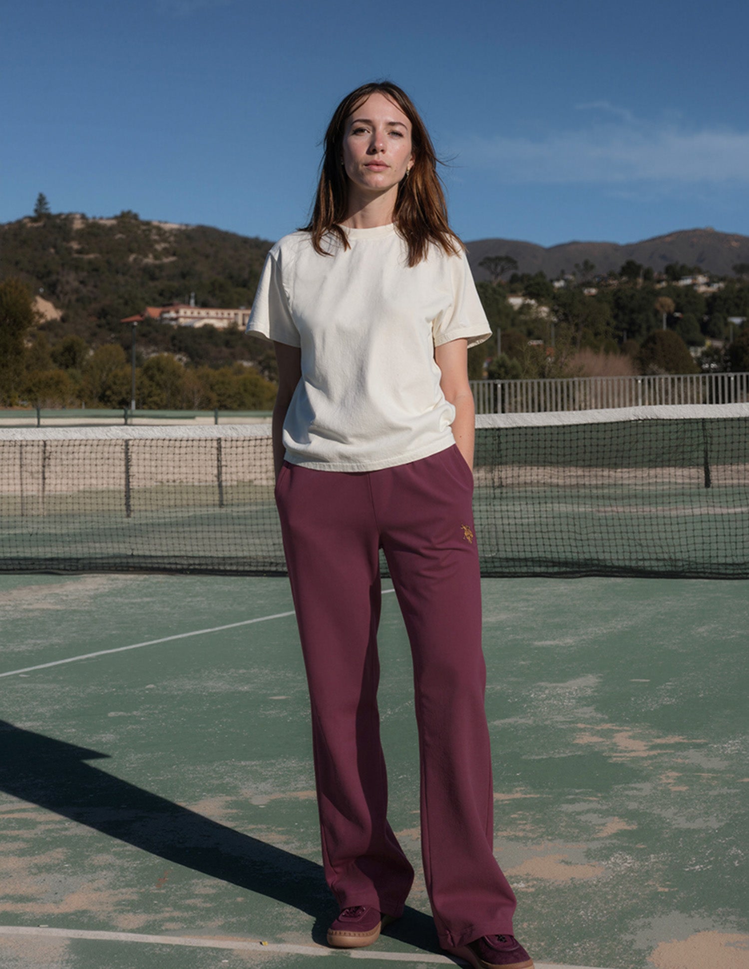 Wide Leg Fit Solid Trousers